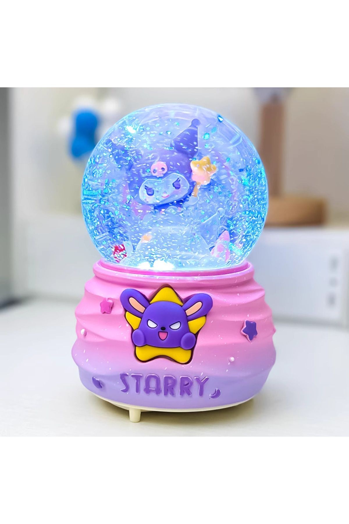 Yıldızlı Sanrio kuromi Orta Boy Işıklı Müzikli Kar Küresi