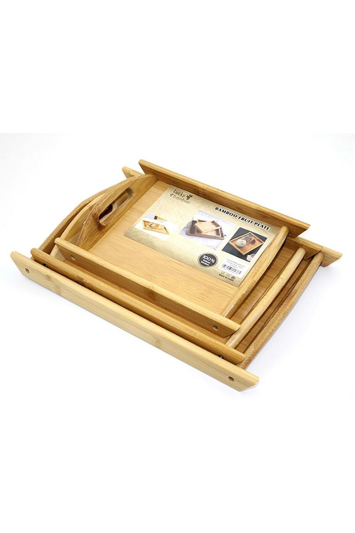 3'Lü Bambu Tepsi 28*32*37 Cm