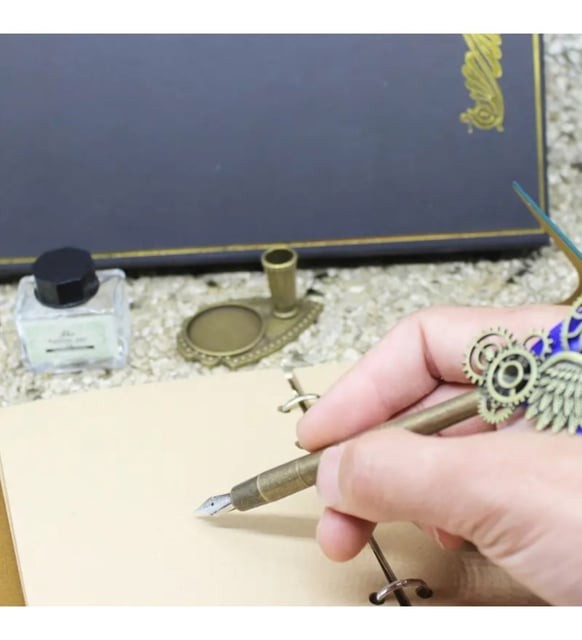 Kişiye Özel Mor Renk Divit Hokka Defter Ve Tüylü Kalem Seti
