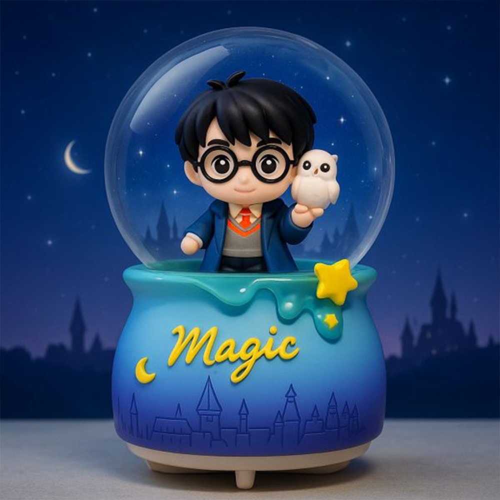Büyülü Kar Küresi - Sihirli Okul Temalı Büyük Boy Püskürtmeli Müzikli Işıklı Dekoratif Figür