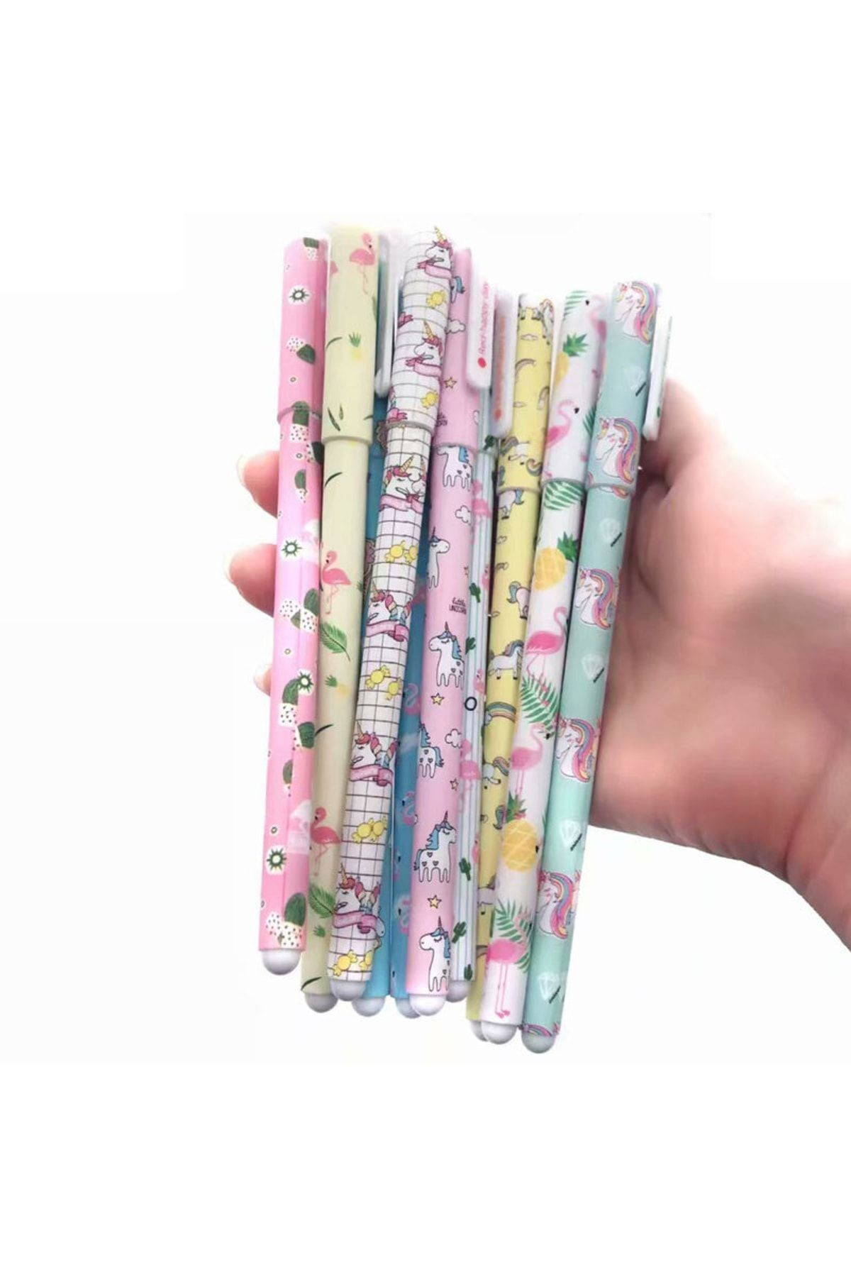 Gökkuşağı 10'lu Kalem Seti Unicorn Flamingo Ananas Yaprak Kaktüs