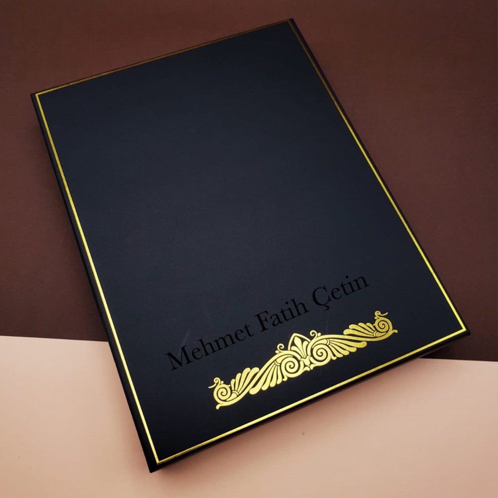 Kişiye Özel Mor Renk Divit Hokka Defter Ve Tüylü Kalem Seti-Siyah