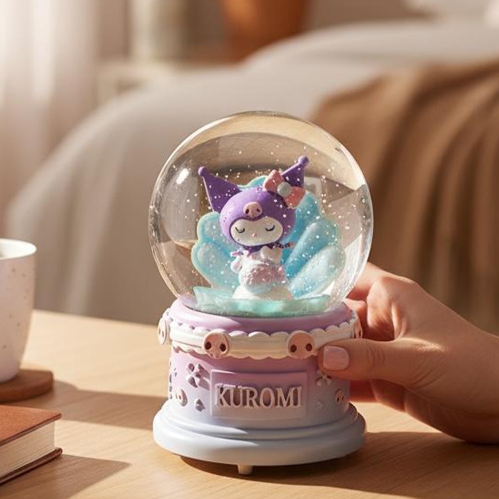 Kuromi Figürlü Büyük Boy Püskürtmeli Müzikli Işıklı Kar Küresi