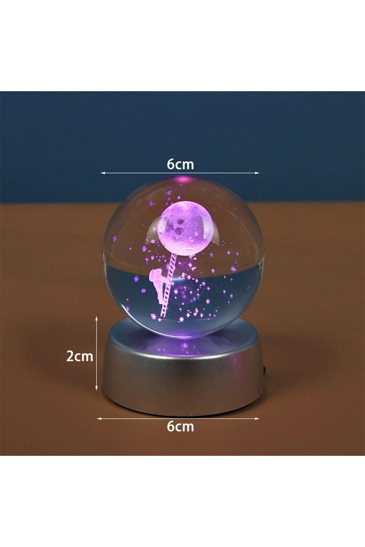 2'li Satürn Kız Ve Astronot Işıklı Cam Küre 8cm*6cm