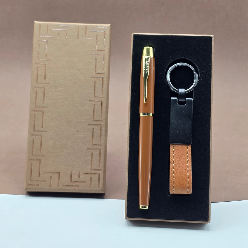 Kişiye Özel Deri Anahtarlık Ve Metal Kalem Seti