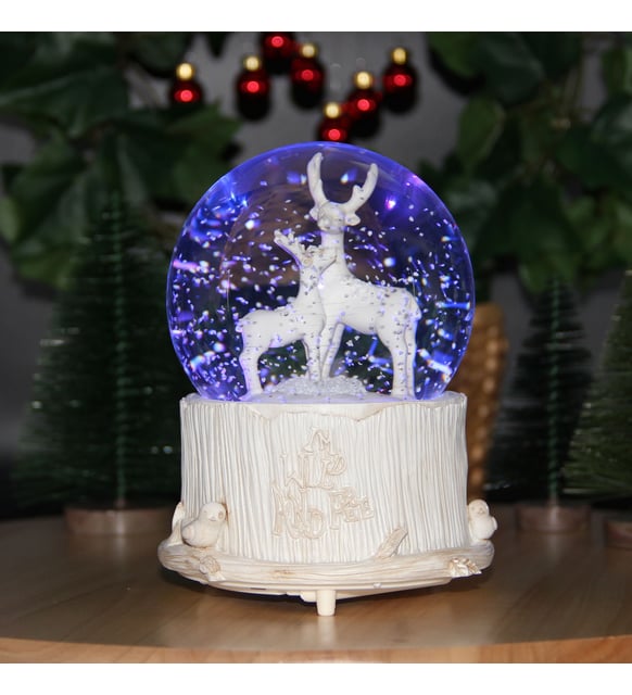 Yılbaşı Noel Geyik Kar Küresi Kar Motorlu, Işıklı ve Müzikli Mega Boy