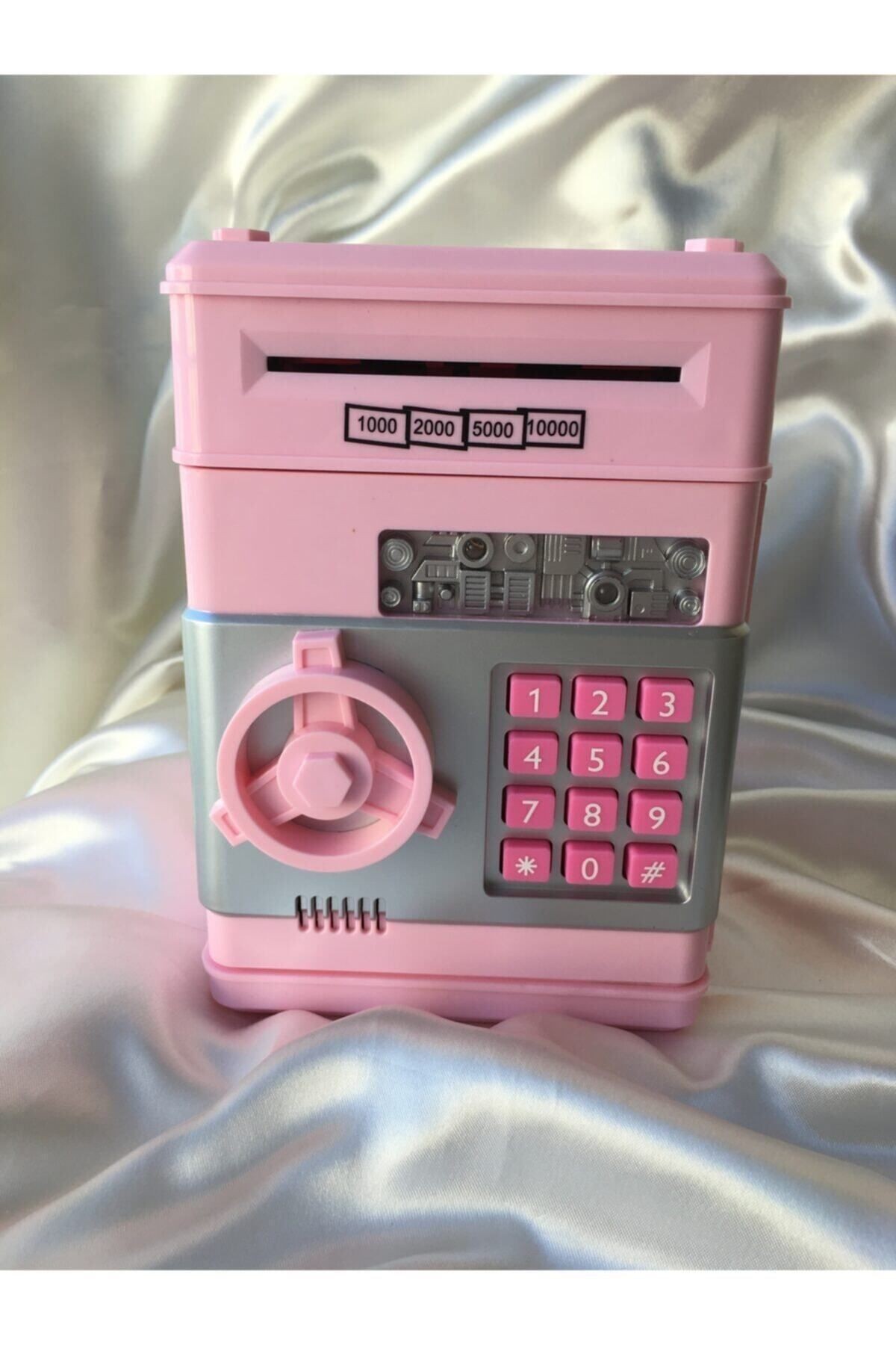 Pembe Renk Atm Şifreli Otomatik Kağıt Para Alan Kasa Kumbara
