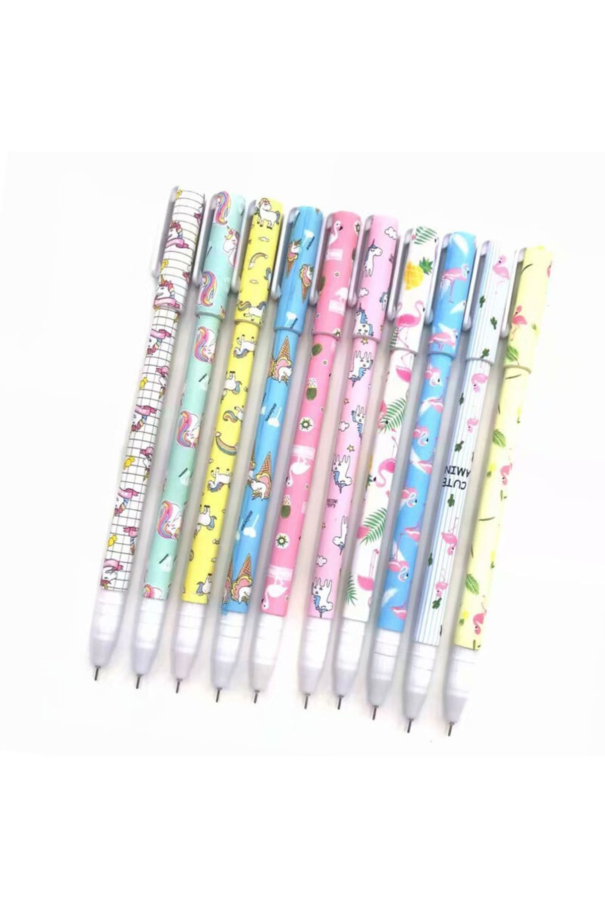 Gökkuşağı 10'lu Kalem Seti Unicorn Flamingo Ananas Yaprak Kaktüs