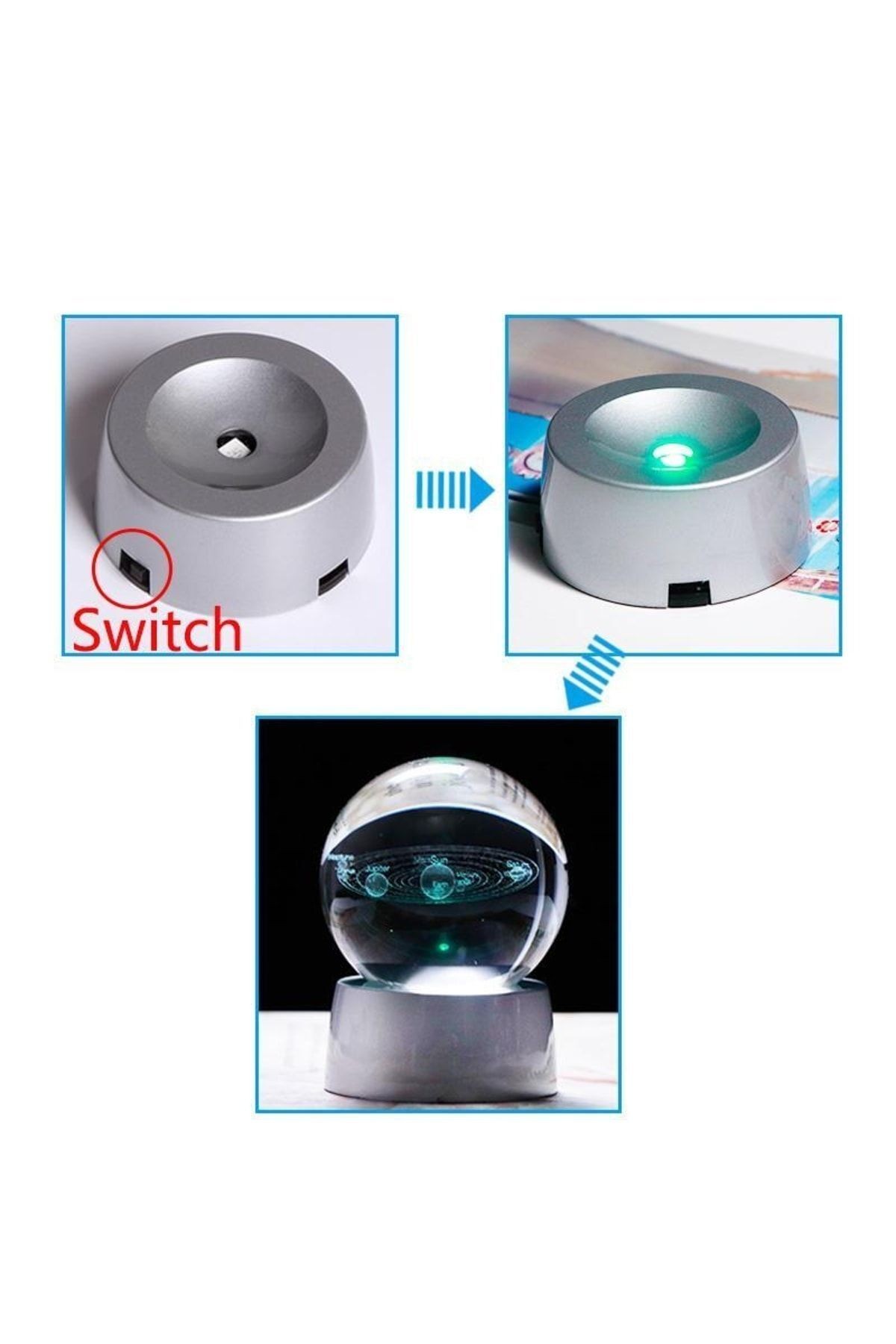 Renk Değiştiren Yılbaşı Ağacı Temalı Işıklı Cam Küre 8cm*6cm