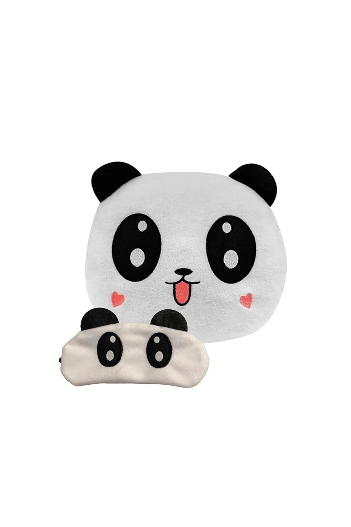 Panda Kedi Polar Yastık 35*35cm Göz Bandı Hediyeli