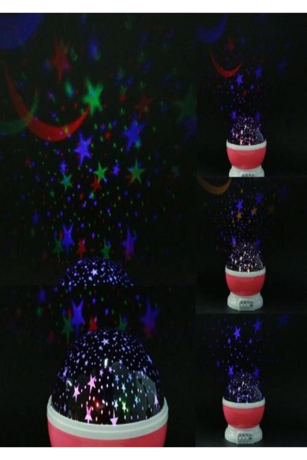 Renkli Ve Dönen Star Master Projeksiyon Gece Lambası Pembe