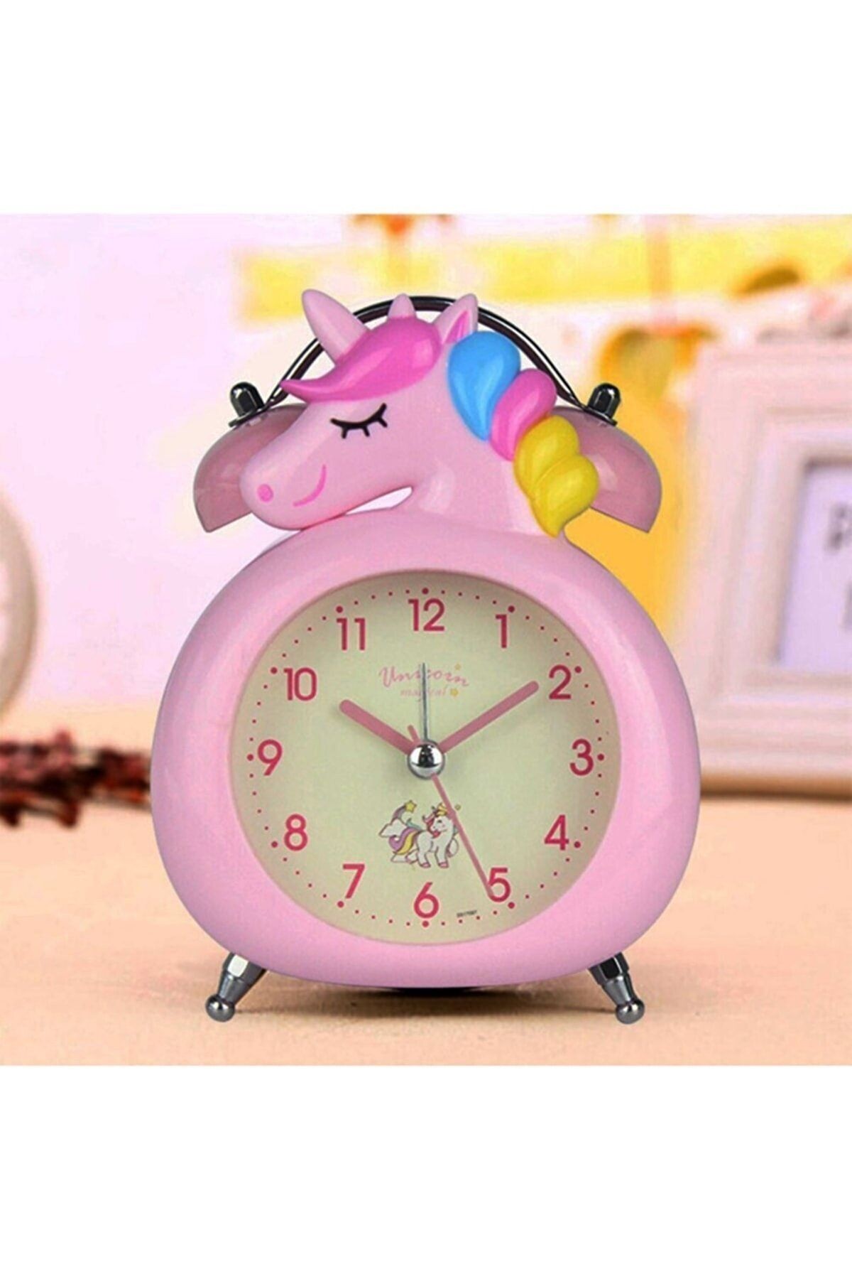 Unicorn Işıklı Alarmlı Masa Saati Çift Çanlı Akar Saniyeli Dekoratif Çalar Saat
