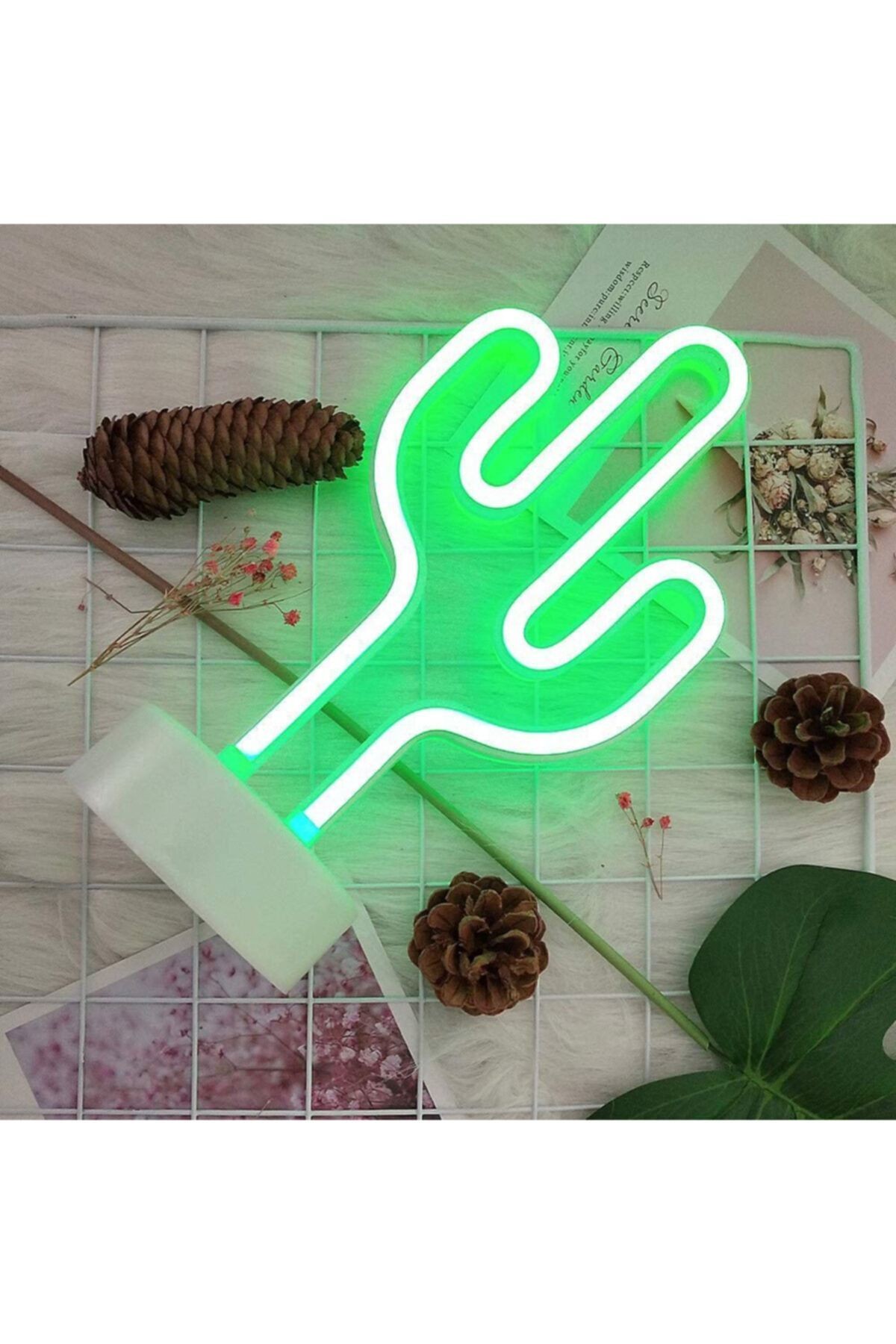 Kaktüs Tasarımlı Neon Led Işıklı Lamba 22,5 X 13,5cm