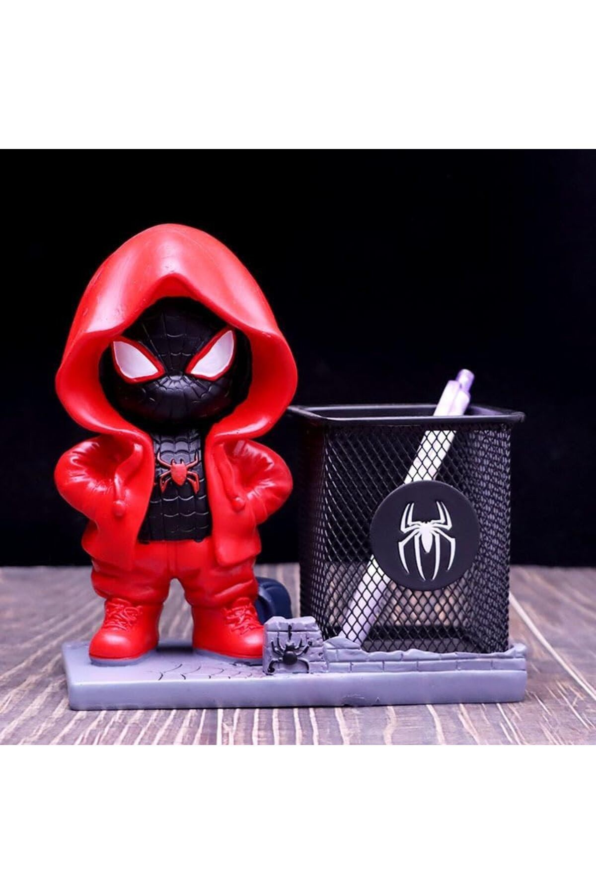 SPIDERMAN PEN  Figürlü Masaüstü Kalemlik-KIRMIZI