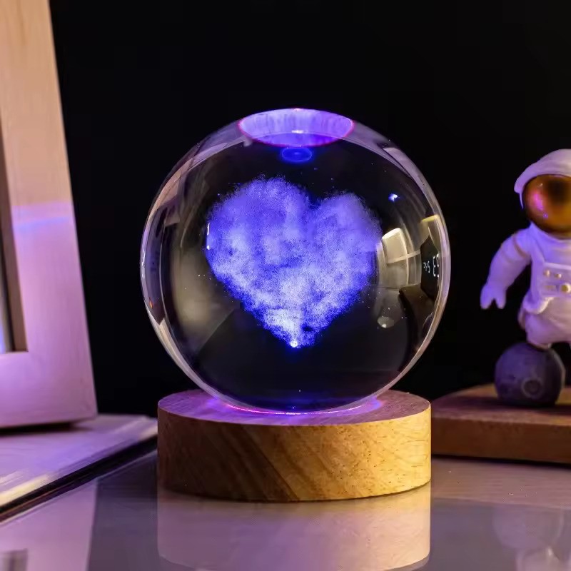İsme Özel Büyük Boy Sevgiliye Özel Kalp Temalı Cam Küre 8cm