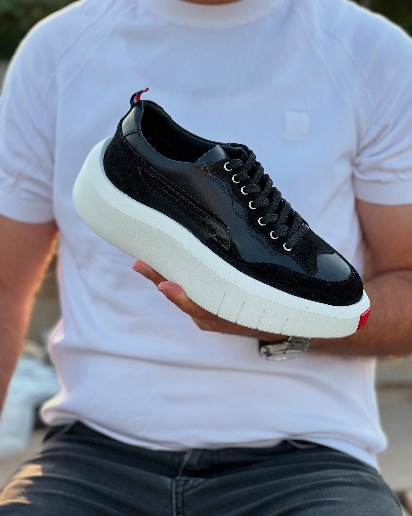ARNOLD HAKİKİ DERİ EVA TABAN GÜNLÜK ERKEK SNEAKER AYAKKABI - Siyah
