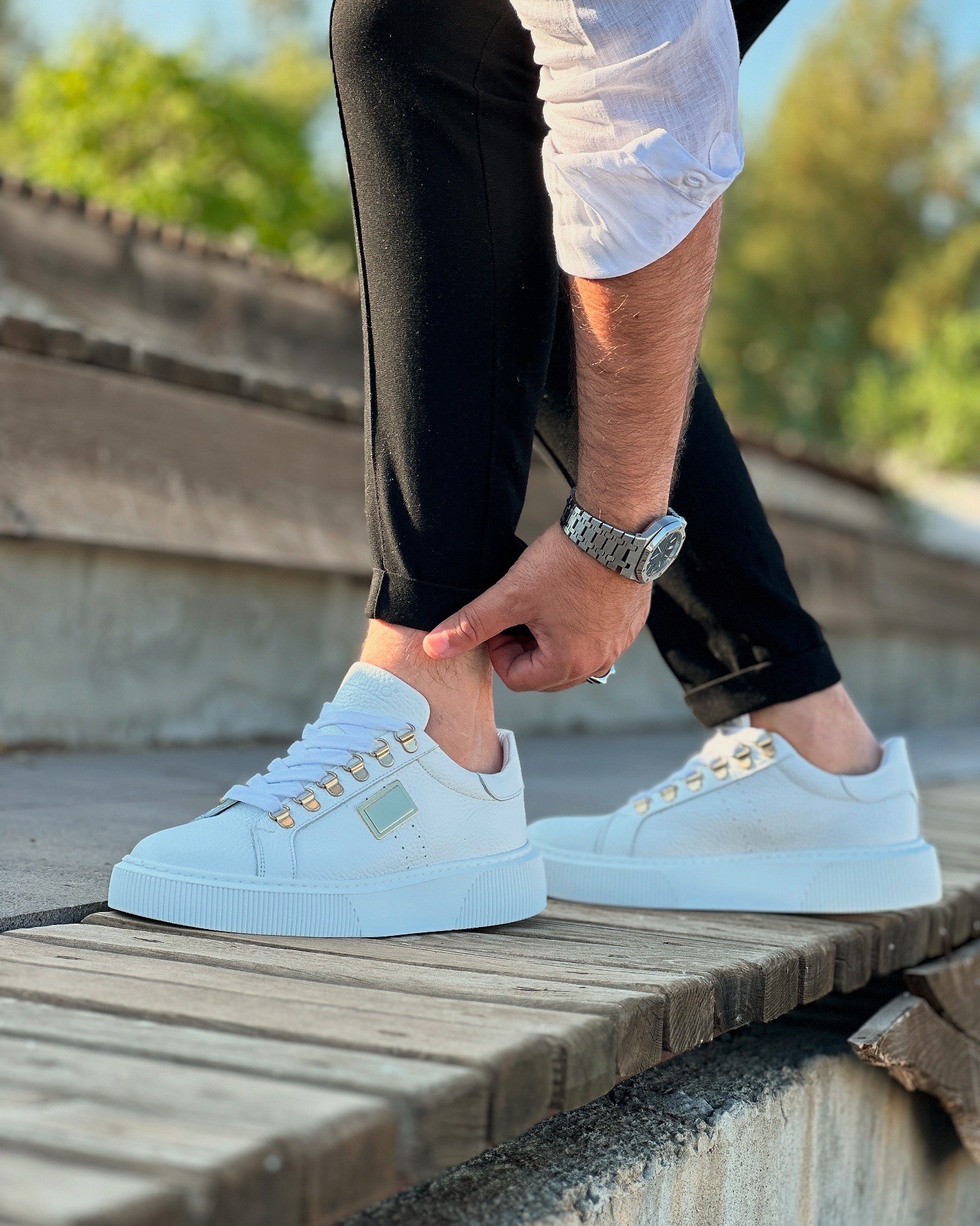 HAKİKİ DERİ EVA TABAN GÜNLÜK ERKEK SNEAKER AYAKKABI - Beyaz