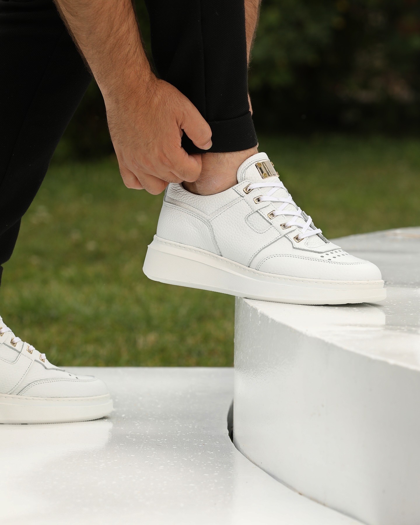 HAKİKİ DERİ EVA TABAN GÜNLÜK ERKEK SNEAKER AYAKKABI - Beyaz