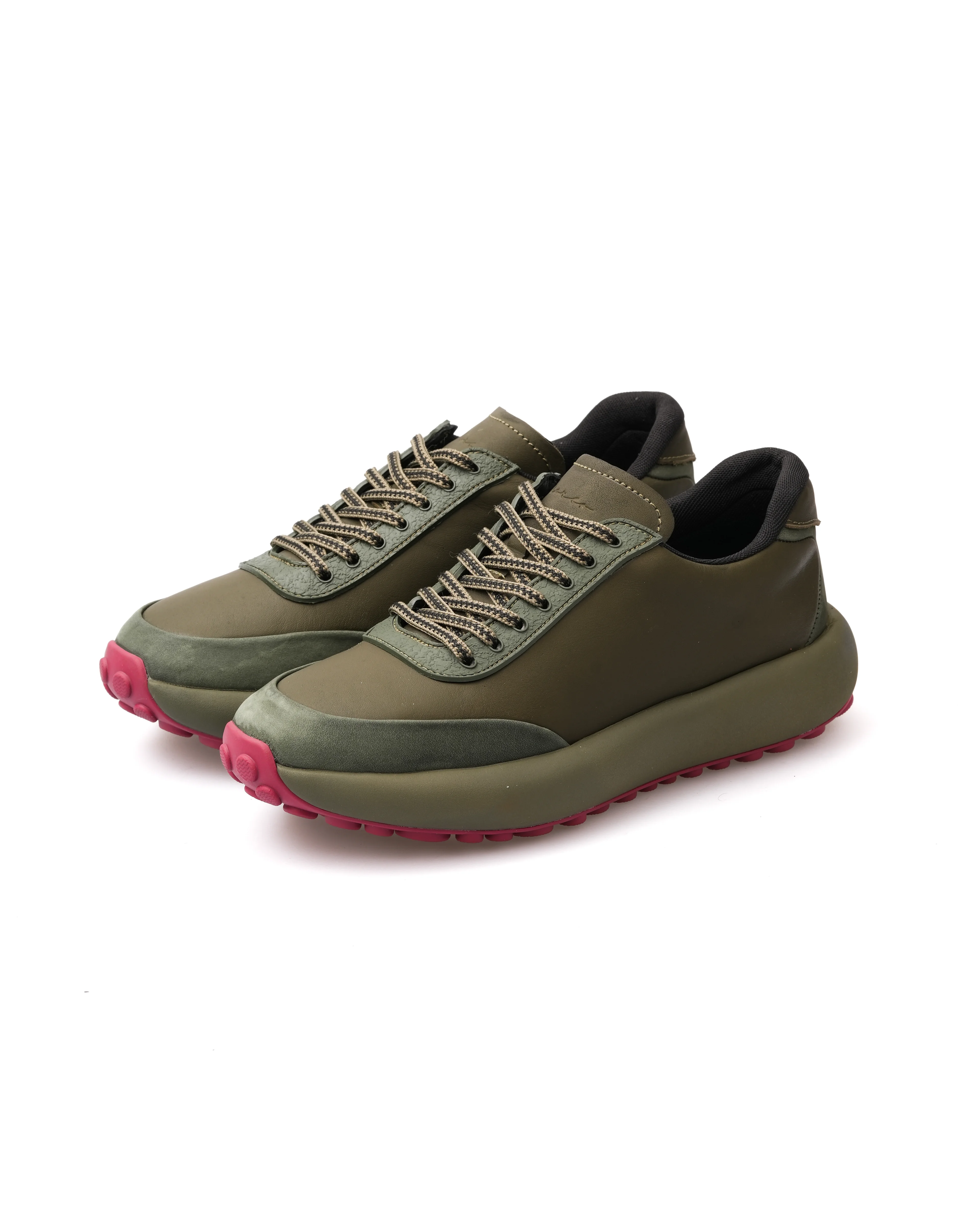 ADARO HAKİKİ DERİ AİR TABAN GÜNLÜK ERKEK SNEAKER AYAKKABI - haki yeşil