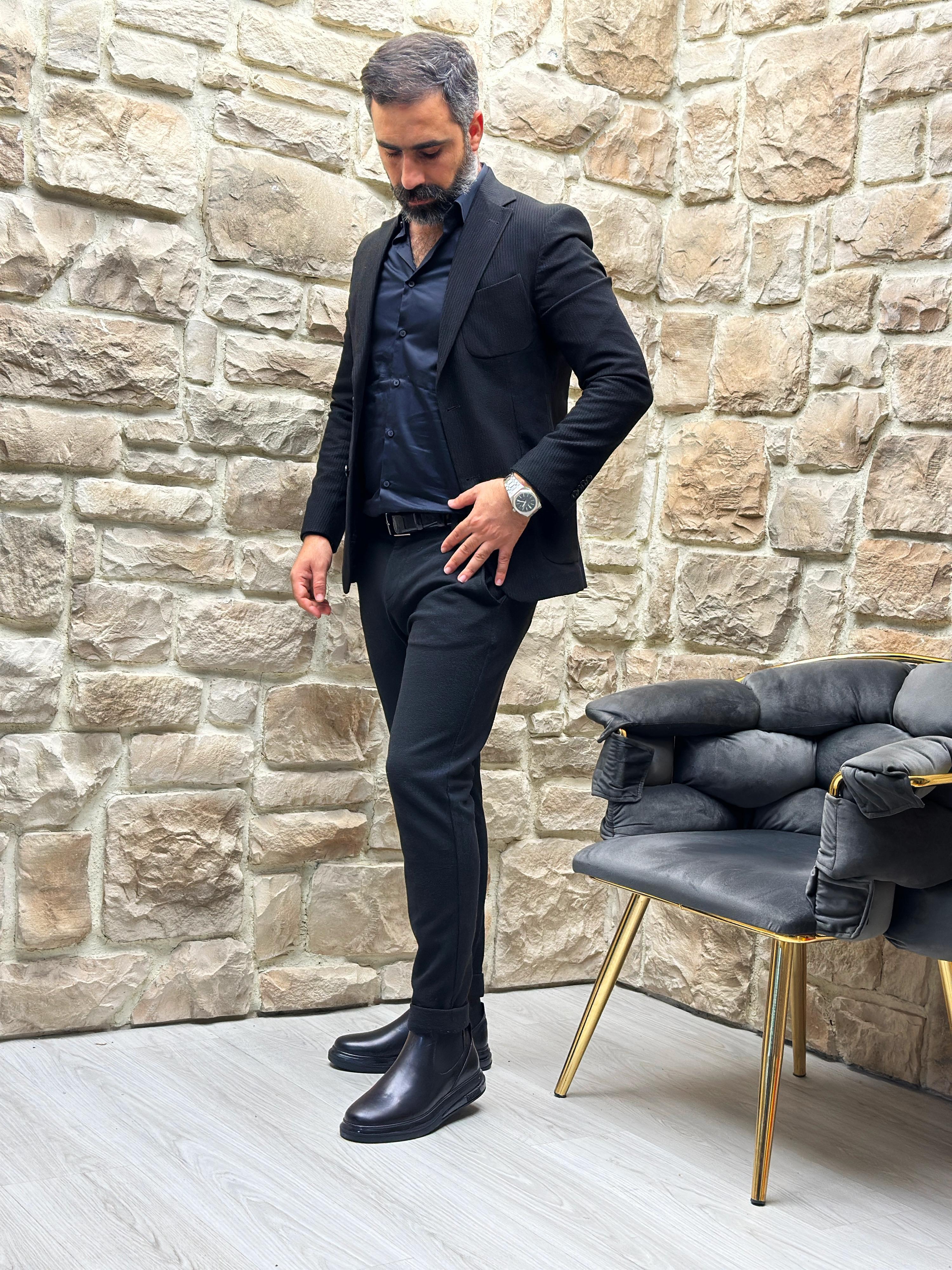 CARDİ HAKİKİ DERİ AİR TABAN GÜNLÜK ERKEK BOT - Siyah
