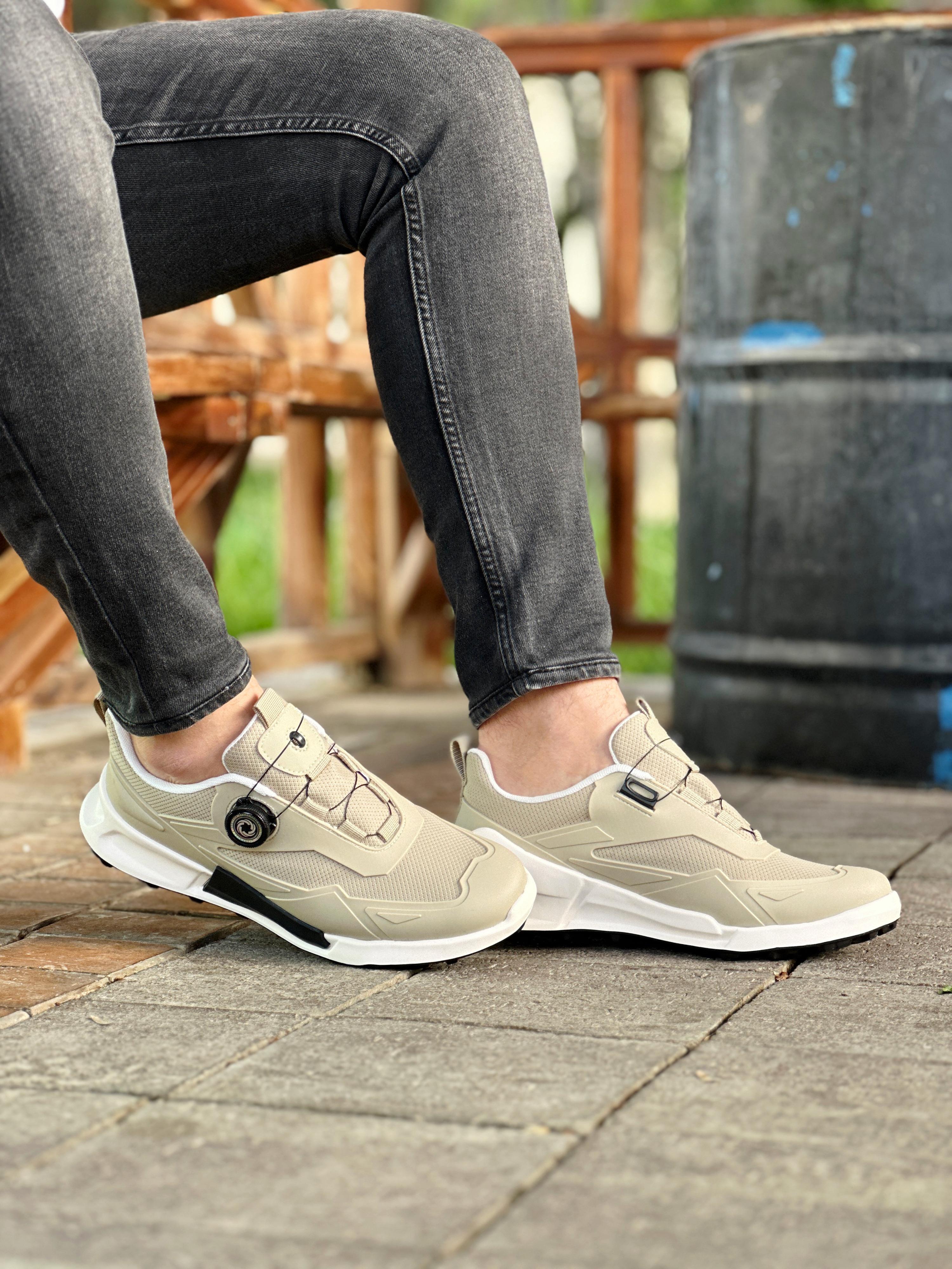 KONDAR HAKİKİ DERİ EVA TABAN ERKEK SNEAKER AYAKKABI - Bej
