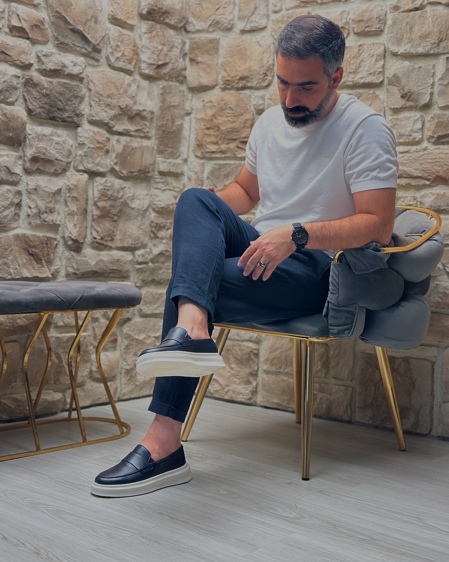 ADOK HAKİKİ DERİ GÜNLÜK ERKEK CASUAL AYAKKABI - Lacivert