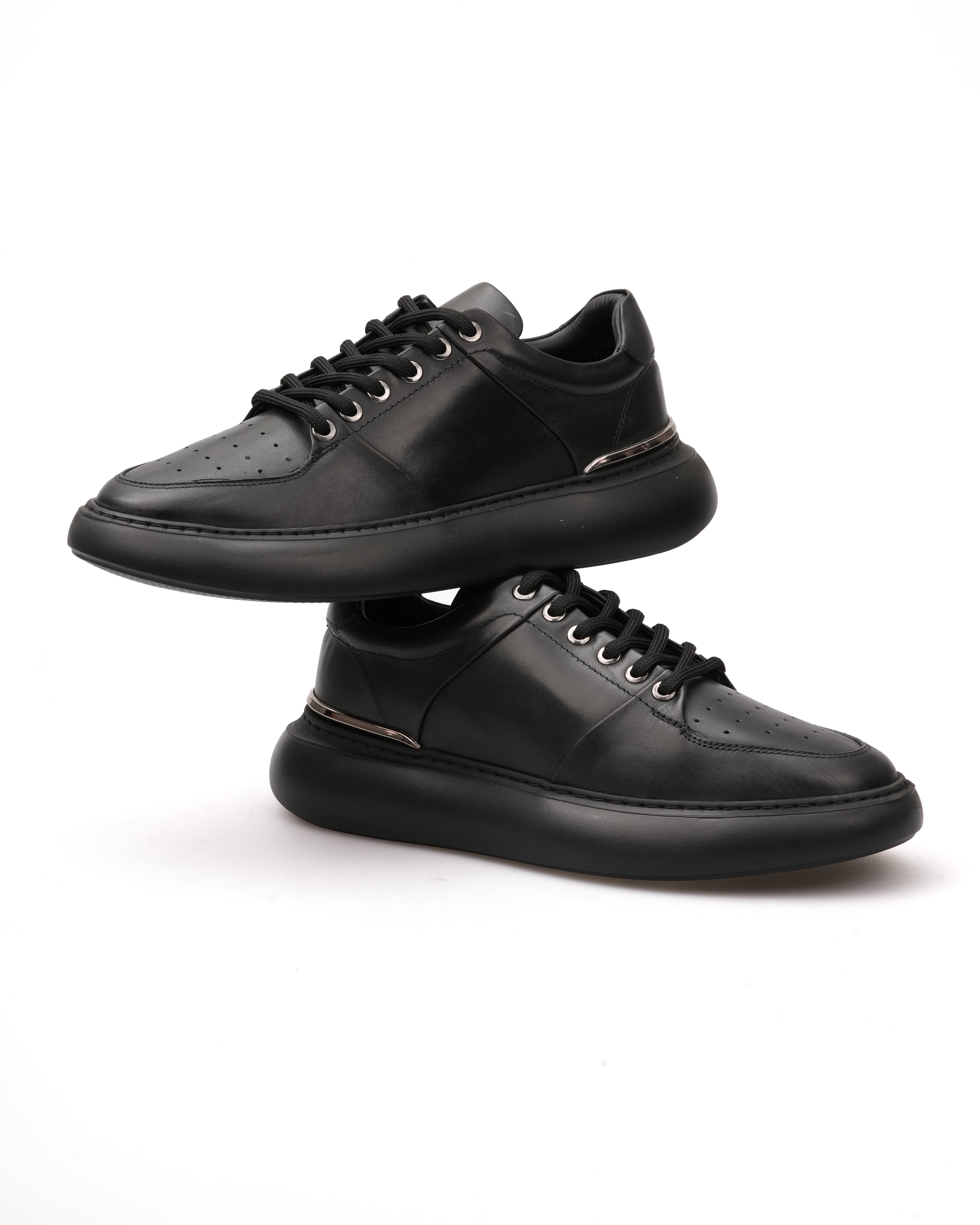 KUSAT HAKİKİ DERİ GÜNLÜK ERKEK SNEAKER AYAKKABI - Siyah