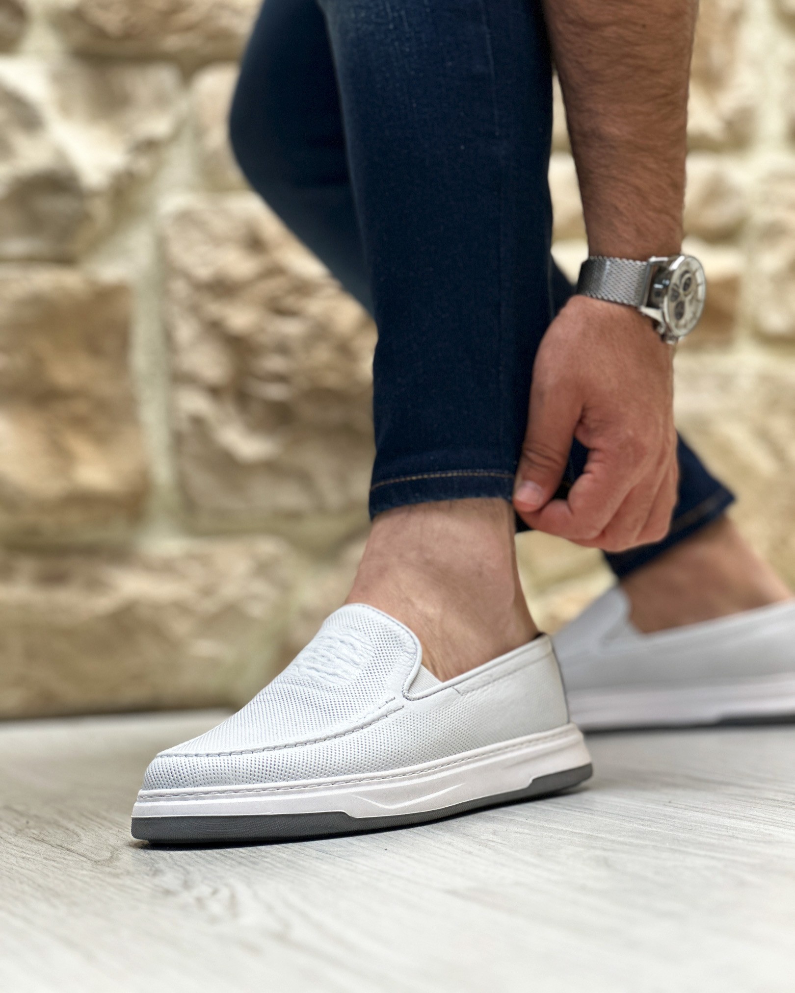 HOKENAW HAKİKİ DERİ EVA TABAN GÜNLÜK ERKEK CASUAL AYAKKABI - Beyaz