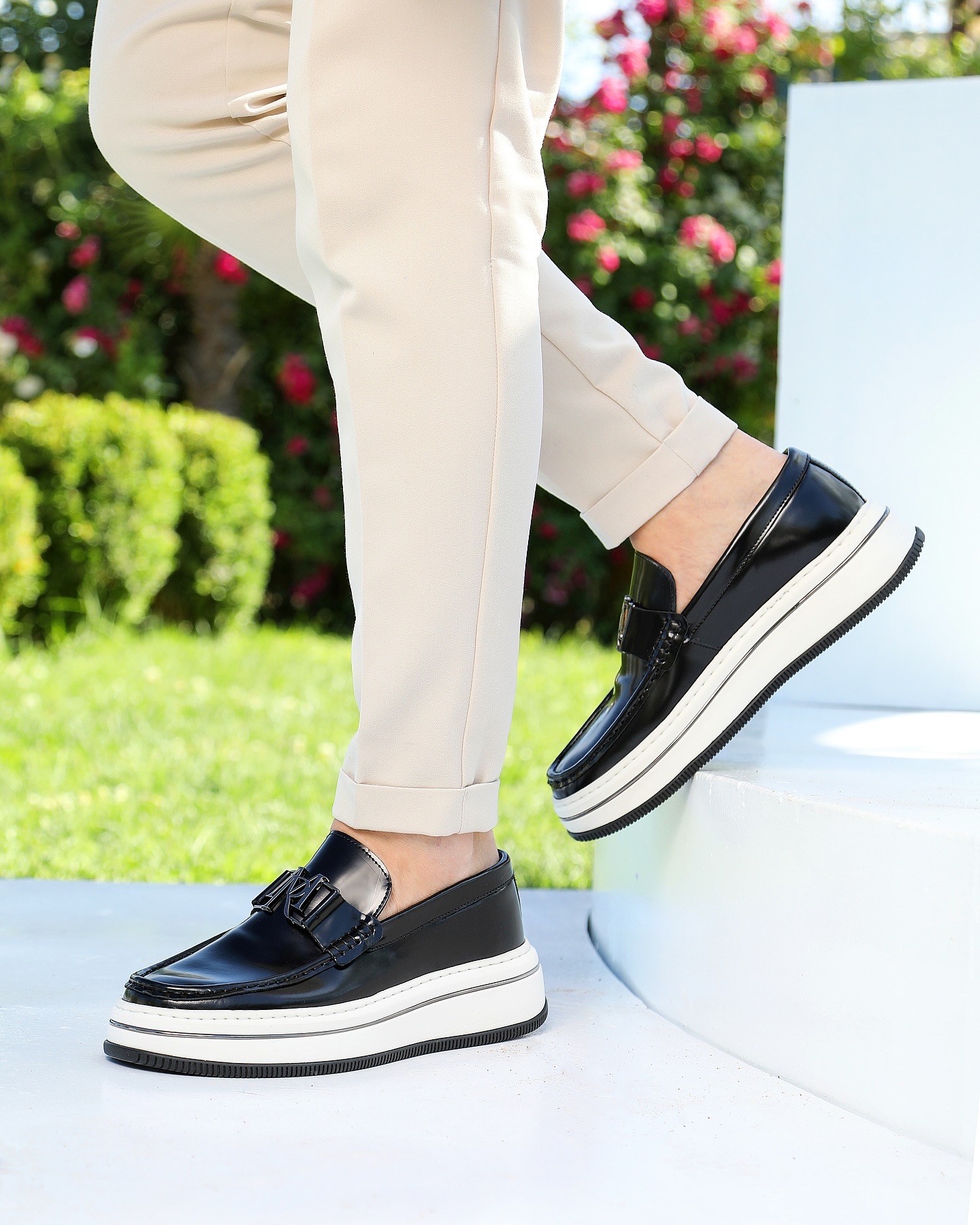 DELİVA HAKİKİ DERİ EVA TABAN GÜNLÜK ERKEK SNEAKER AYAKKABI - Siyah Rugan