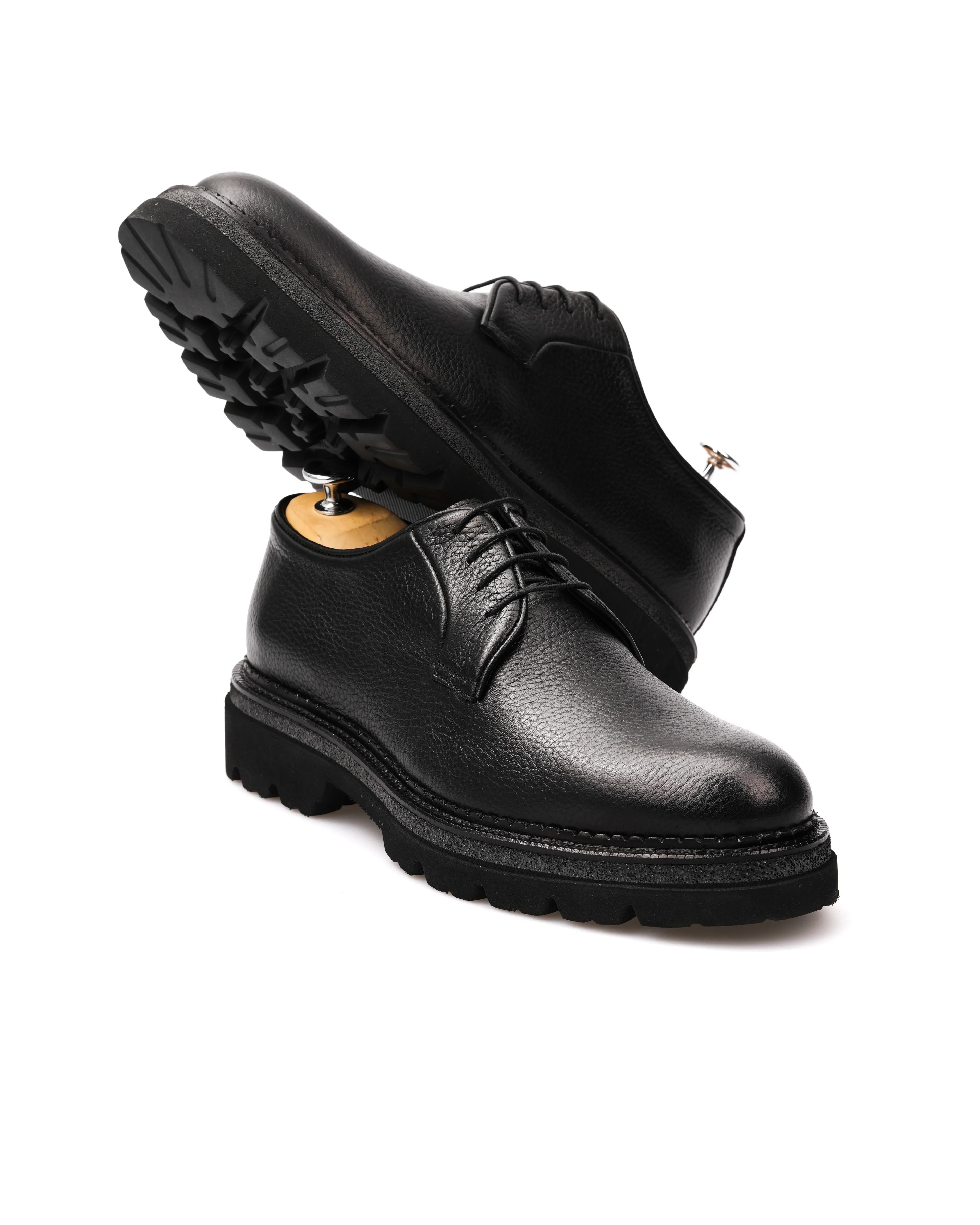 APEL HAKİKİ DERİ GÜNLÜK ERKEK KLASİK AYAKKABI - SİYAH FLOTUR