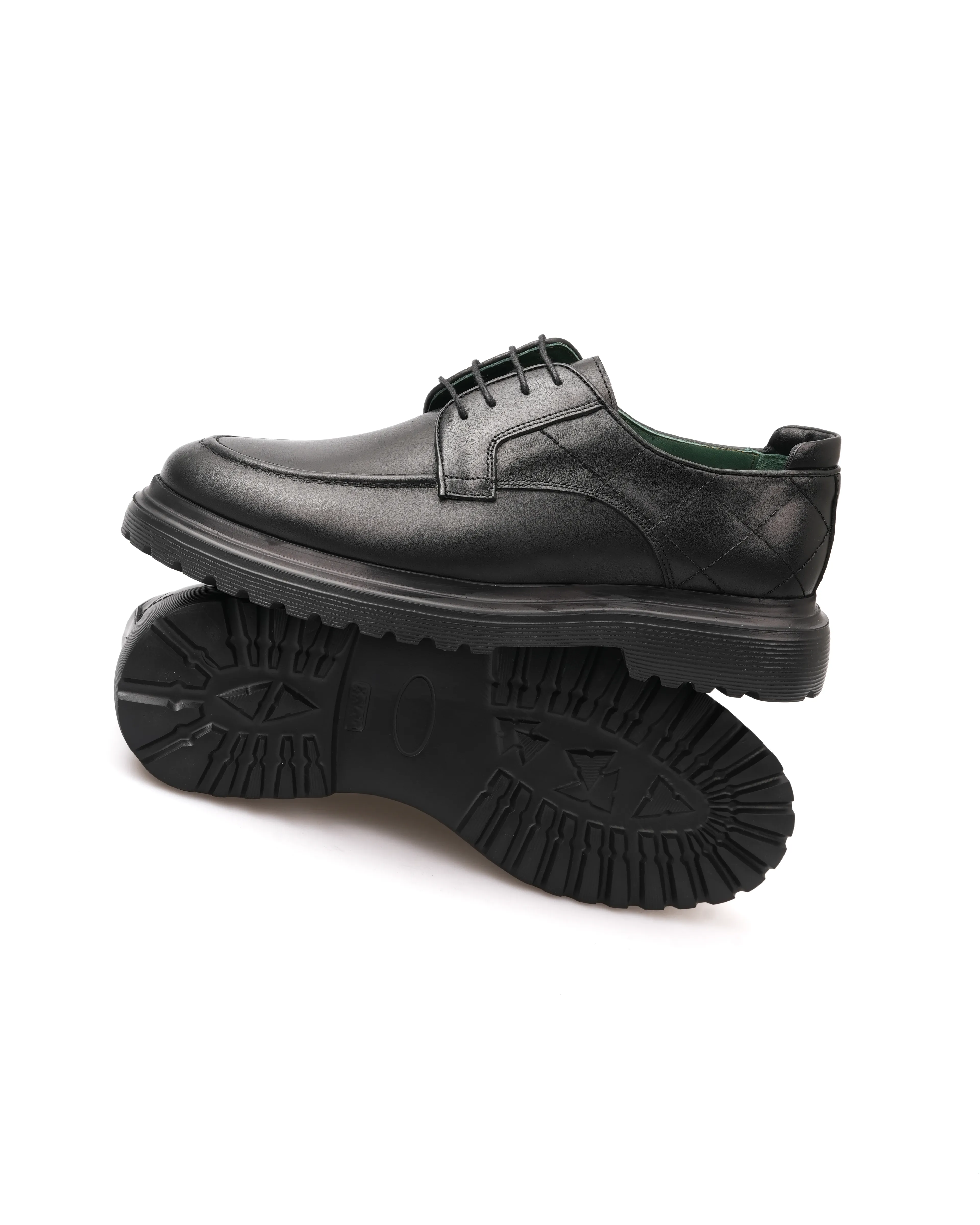 HONVER HAKİKİ DERİ GÜNLÜK ERKEK KLASİK AYAKKABI - Siyah