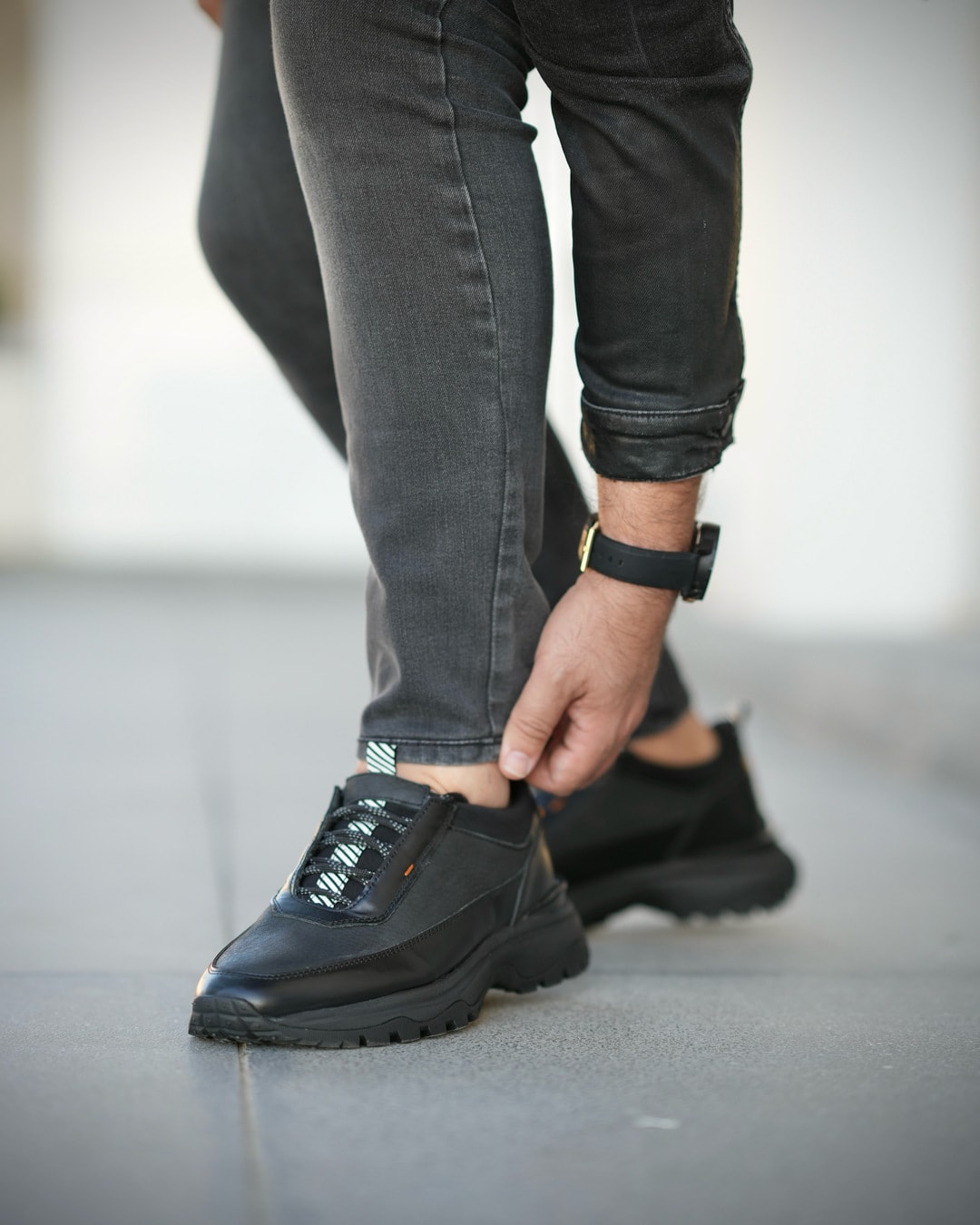 MUKUR HAKİKİ DERİ GÜNLÜK ERKEK SNEAKER AYAKKABI - Siyah