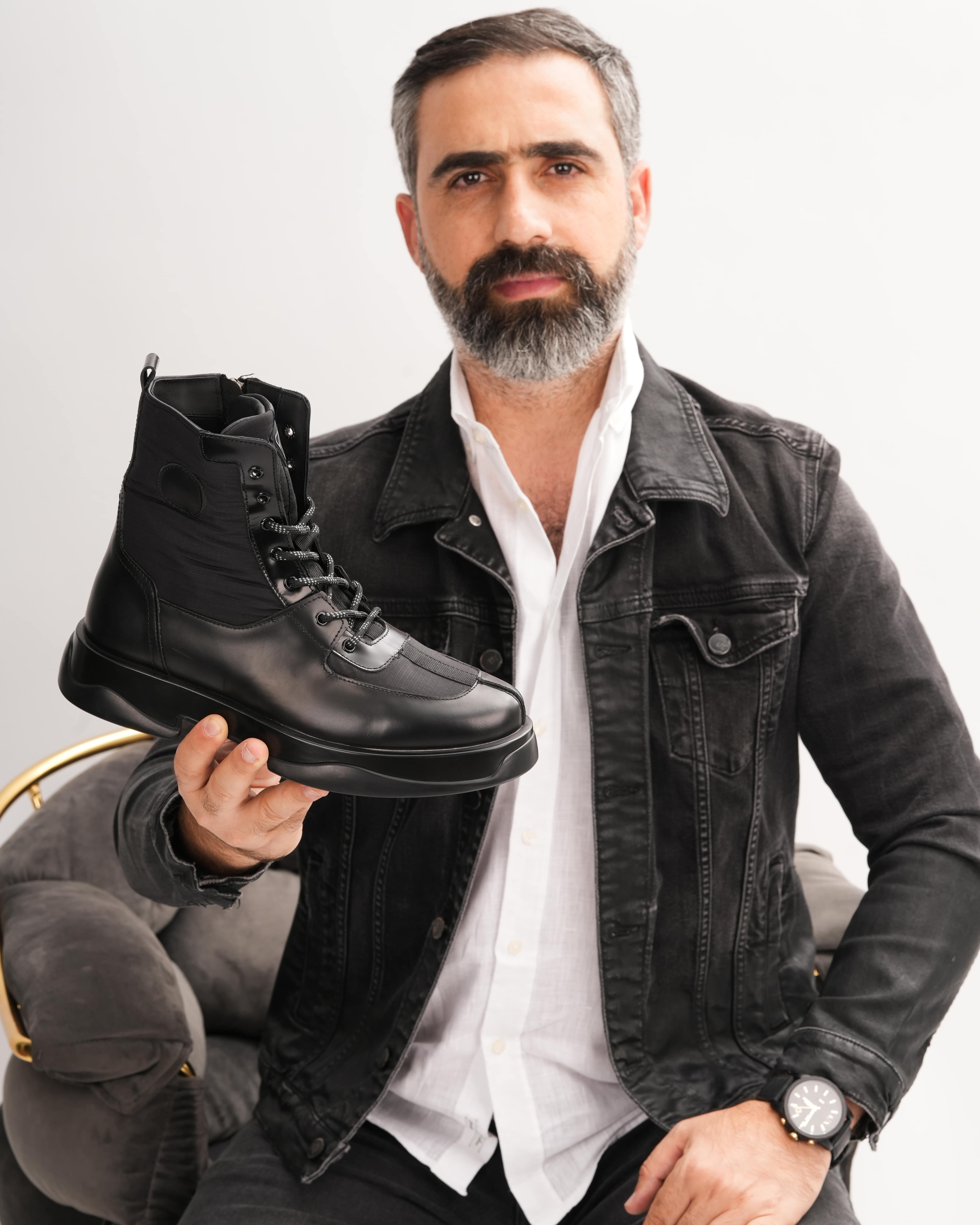 BRUSK HAKİKİ DERİ GÜNLÜK ERKEK BOT - Siyah