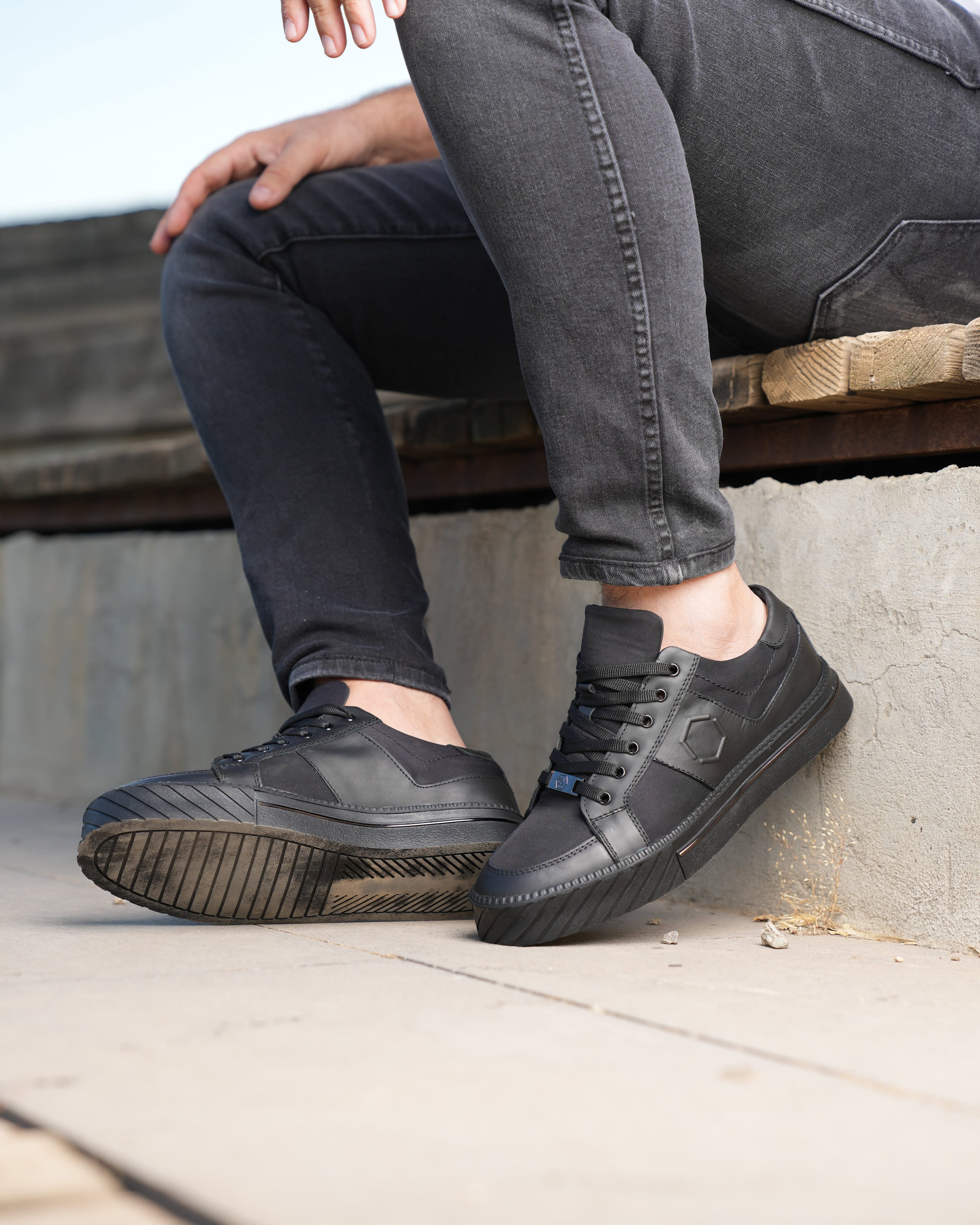LUCİ HAKİKİ DERİ GÜNLÜK ERKEK SNEAKER AYAKKABI - Siyah