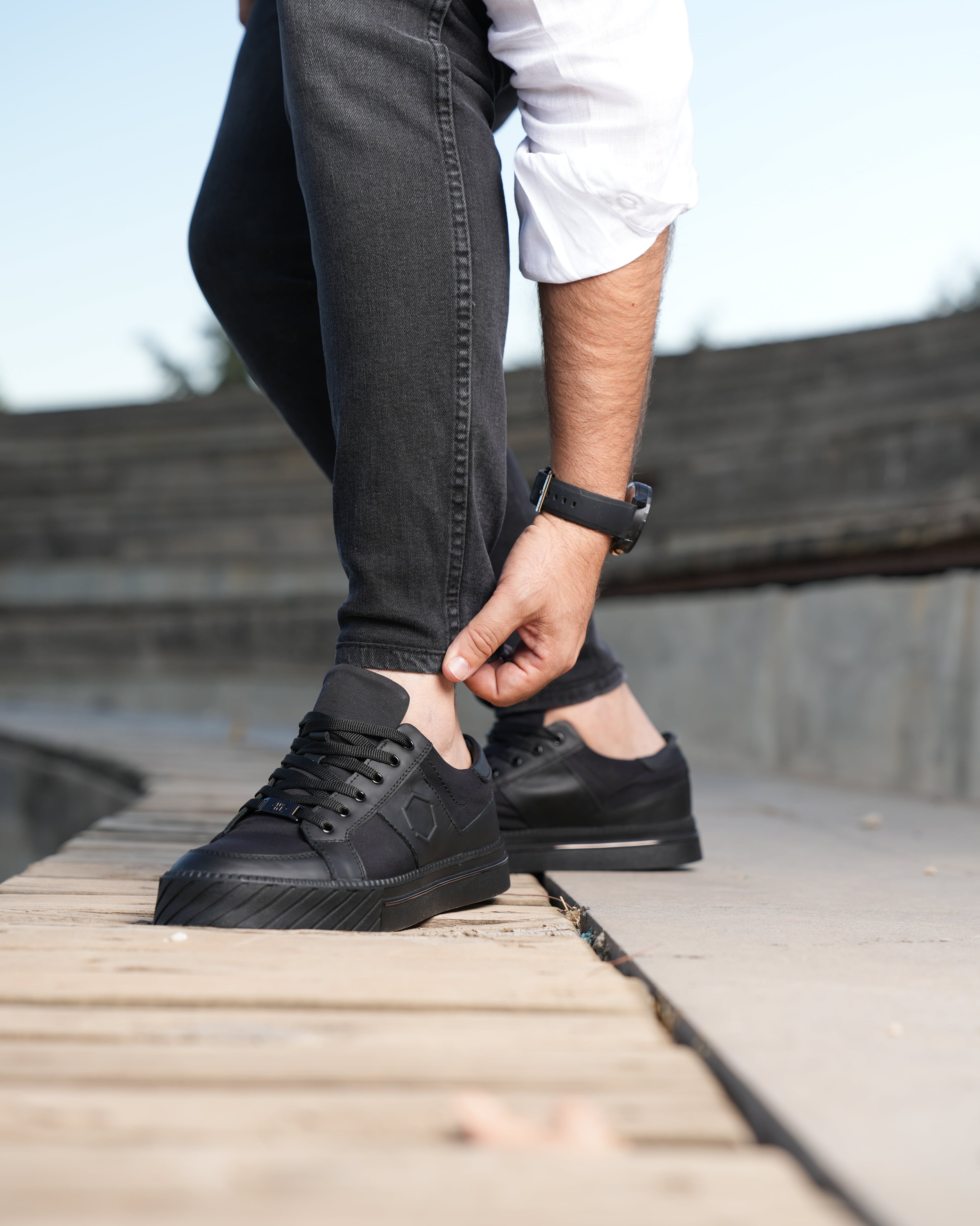 LUCİ HAKİKİ DERİ GÜNLÜK ERKEK SNEAKER AYAKKABI - Siyah