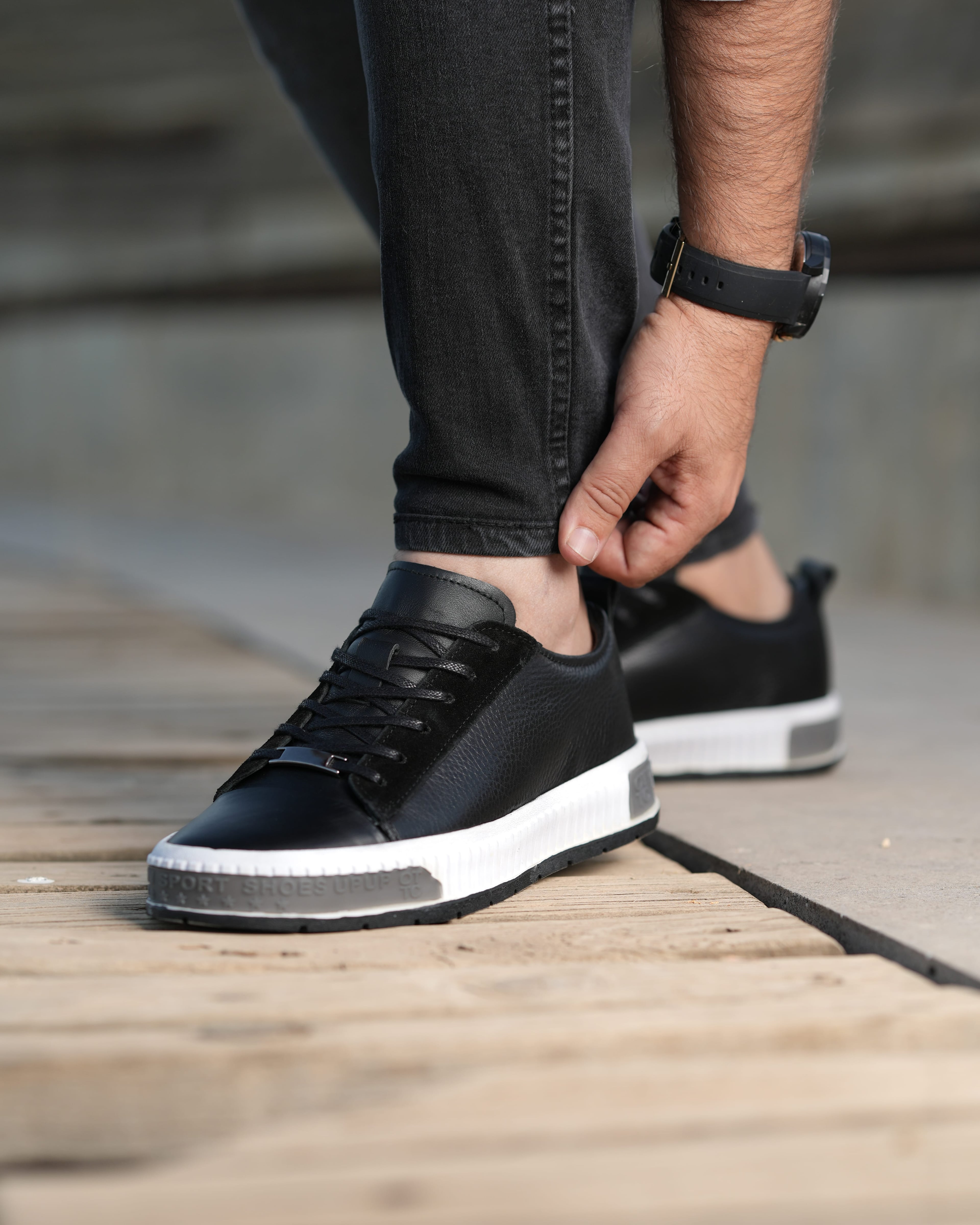 ZENNO HAKİKİ DERİ GÜNLÜK ERKEK SNEAKER AYAKKABI - Siyah