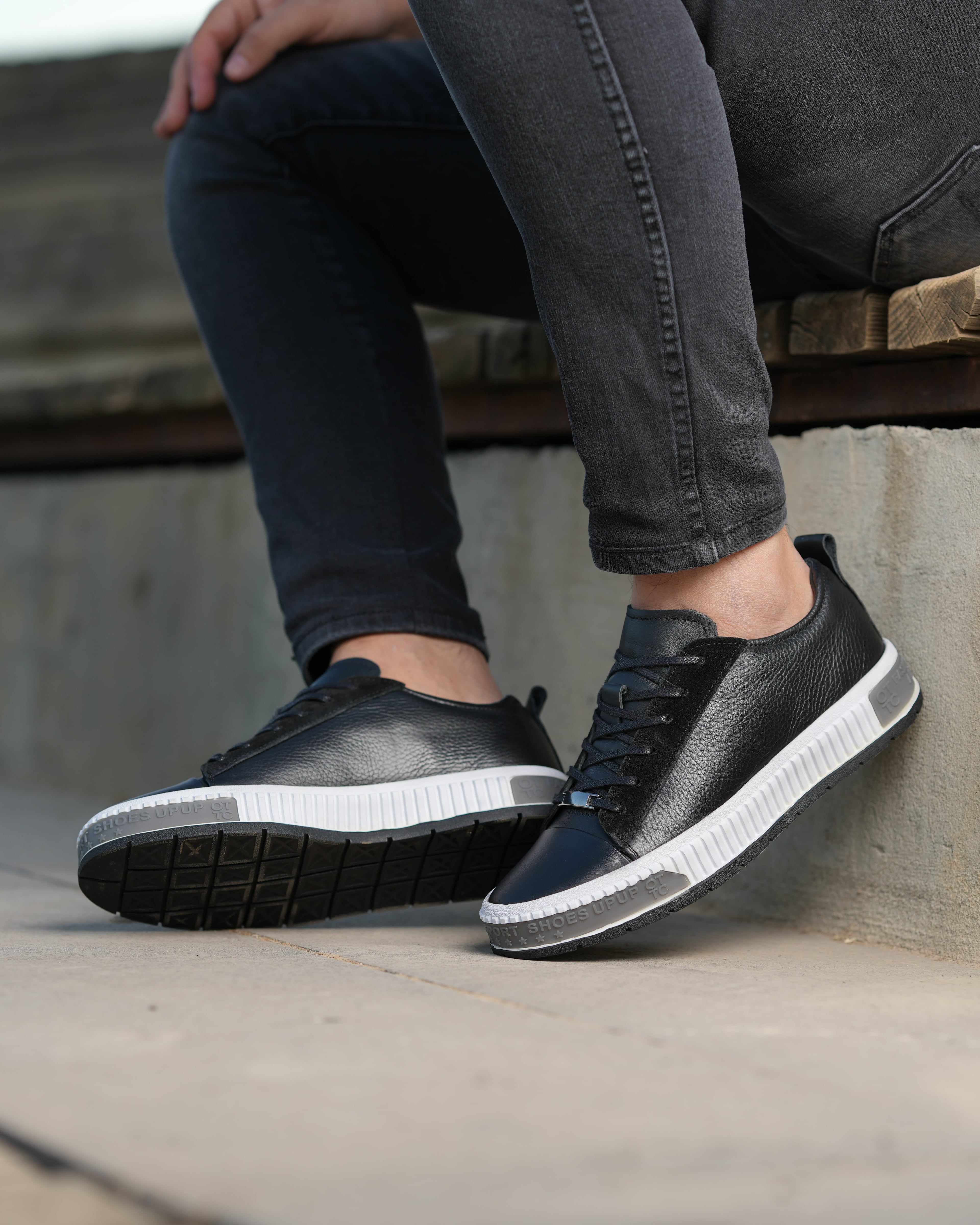 ZENNO HAKİKİ DERİ GÜNLÜK ERKEK SNEAKER AYAKKABI - Siyah