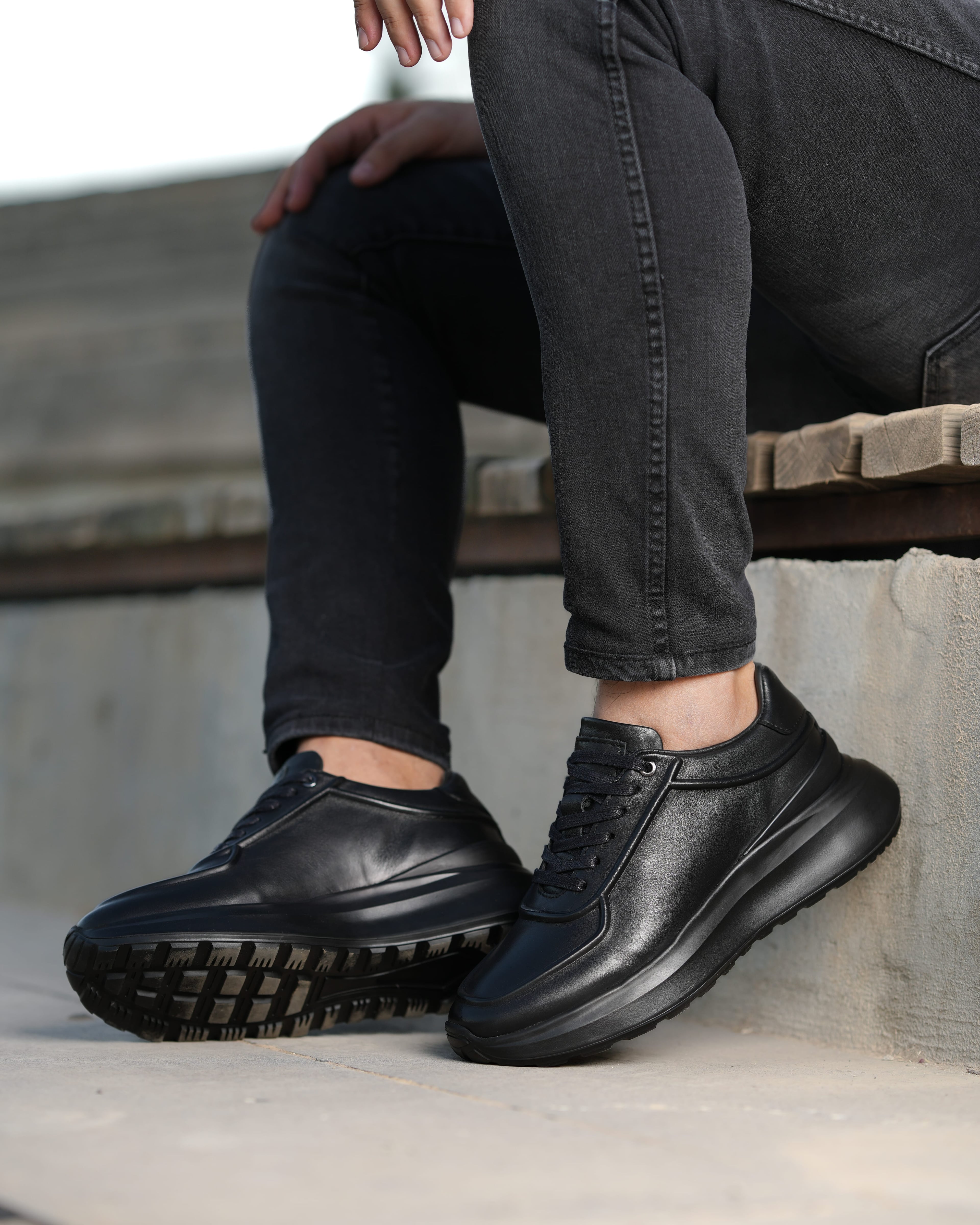 SARP HAKİKİ DERİ GÜNLÜK ERKEK SNEAKER AYAKKABI - Siyah