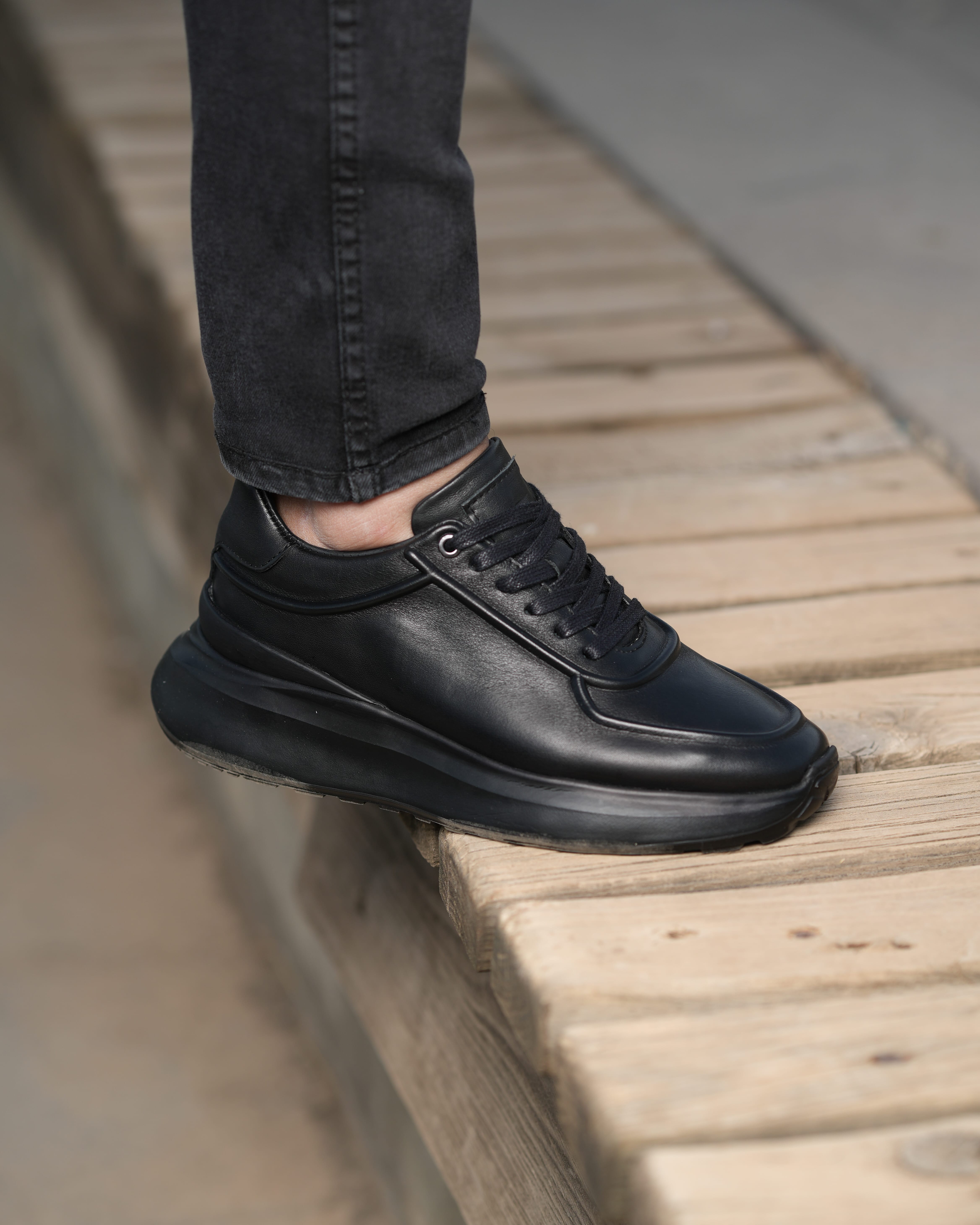 SARP HAKİKİ DERİ GÜNLÜK ERKEK SNEAKER AYAKKABI - Siyah