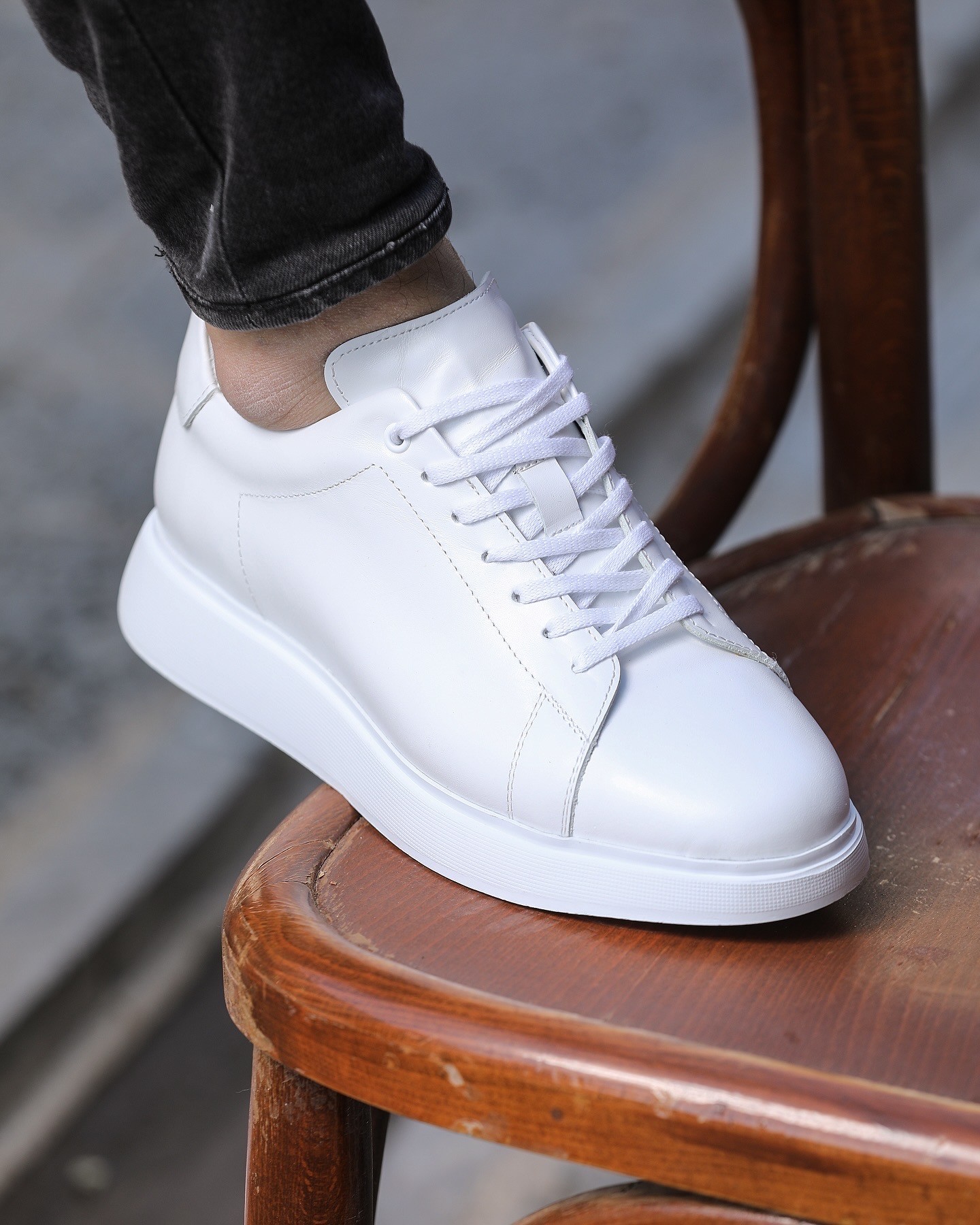 PEİGE HAKİKİ DERİ EVA TABAN GÜNLÜK ERKEK SNEAKER AYAKKABI - Beyaz