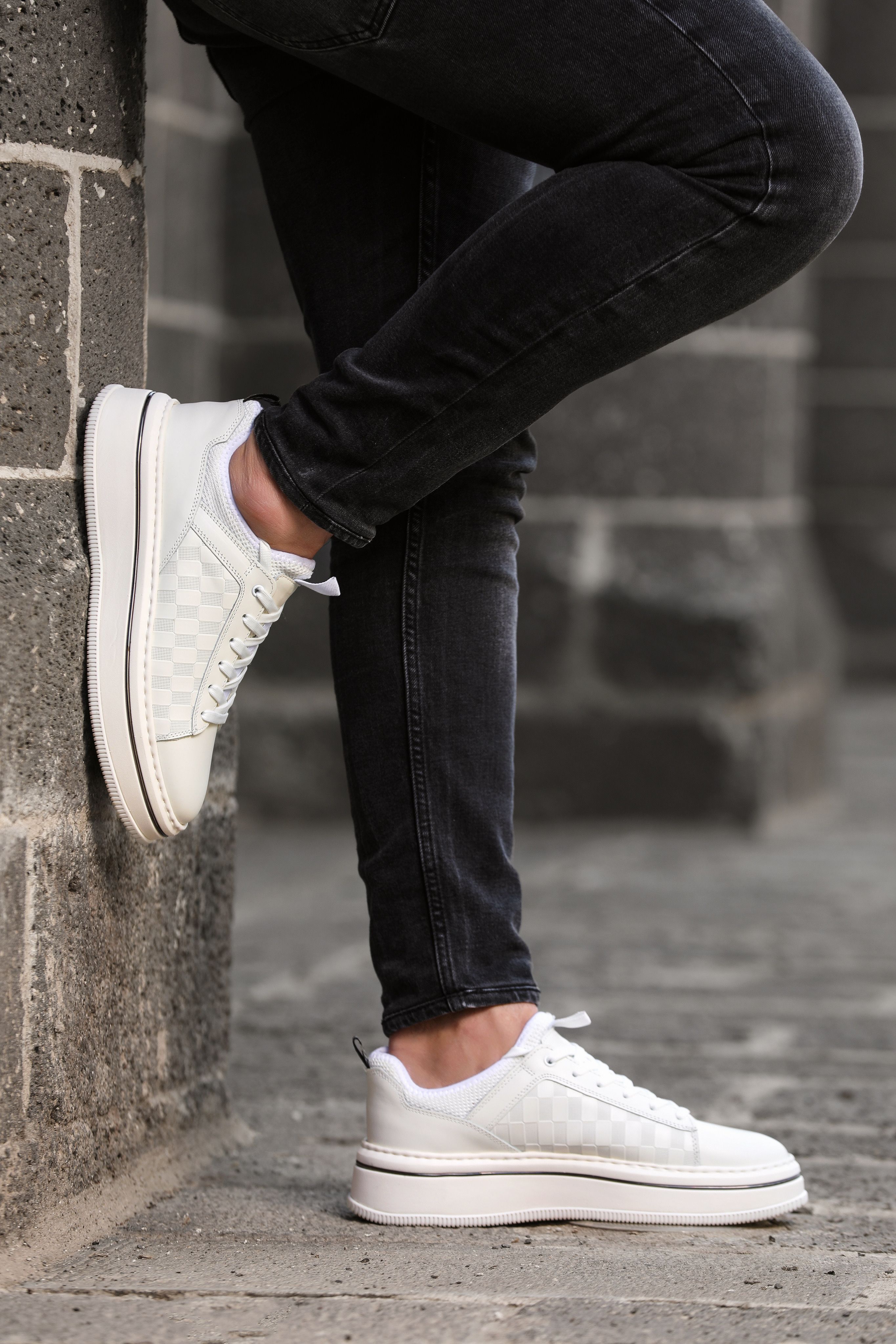 ALEX HAKİKİ DERİ GARNİLİ GÜNLÜK ERKEK SNEAKER AYAKKABI - Beyaz