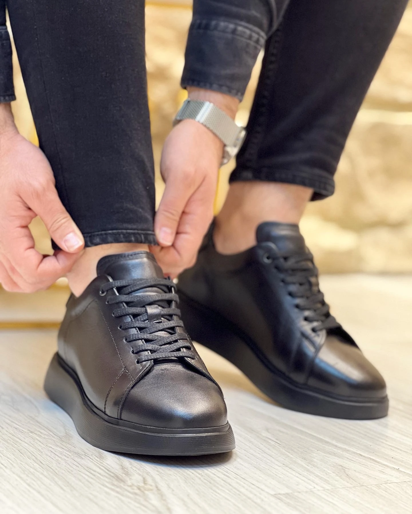 PEİGA HAKİKİ DERİ EVA TABAN GÜNLÜK ERKEK AYAKKABI - Siyah