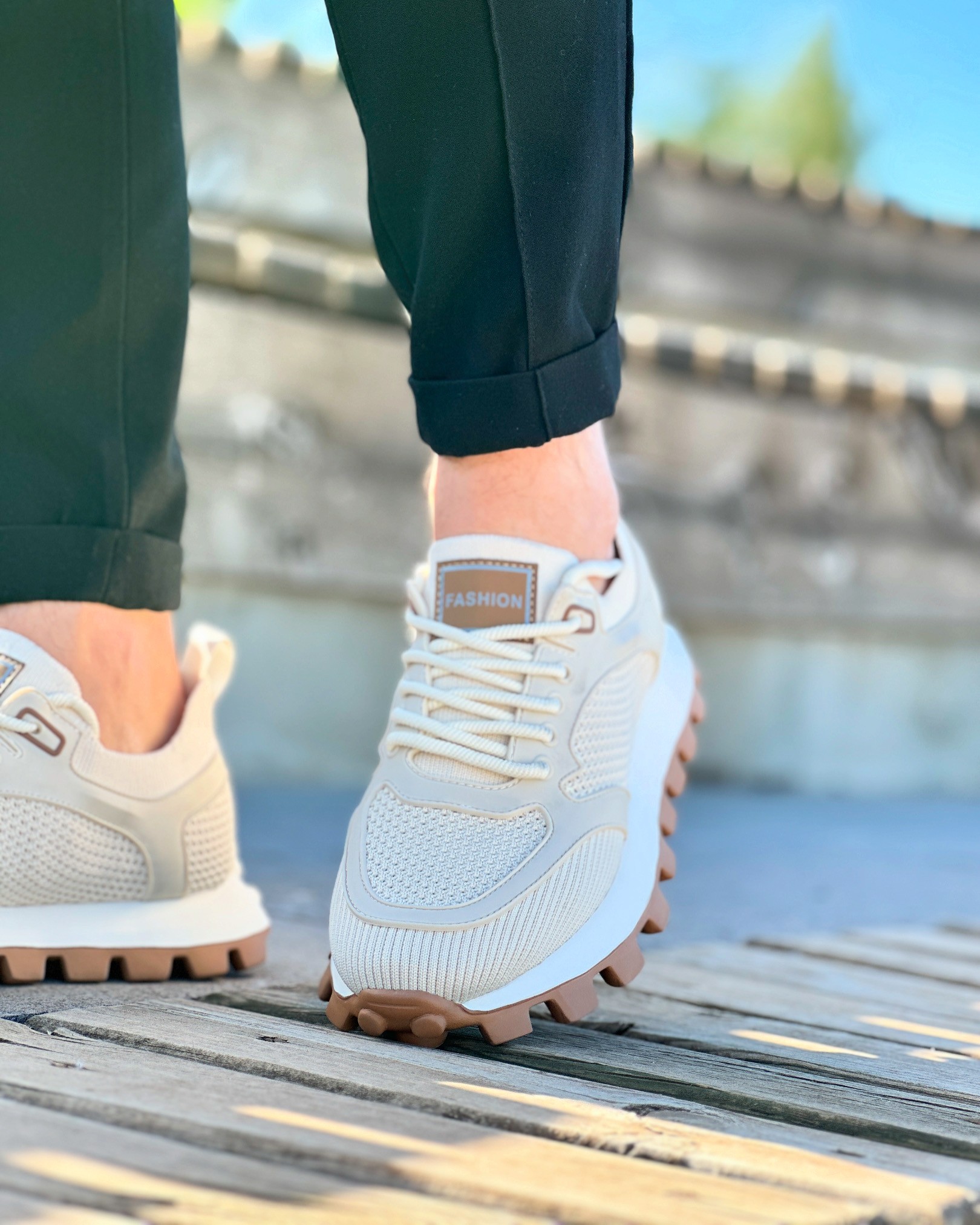 AROK HASIR KETEN EVA TABAN GÜNLÜK ERKEK SNEAKER AYAKKABI - Bej