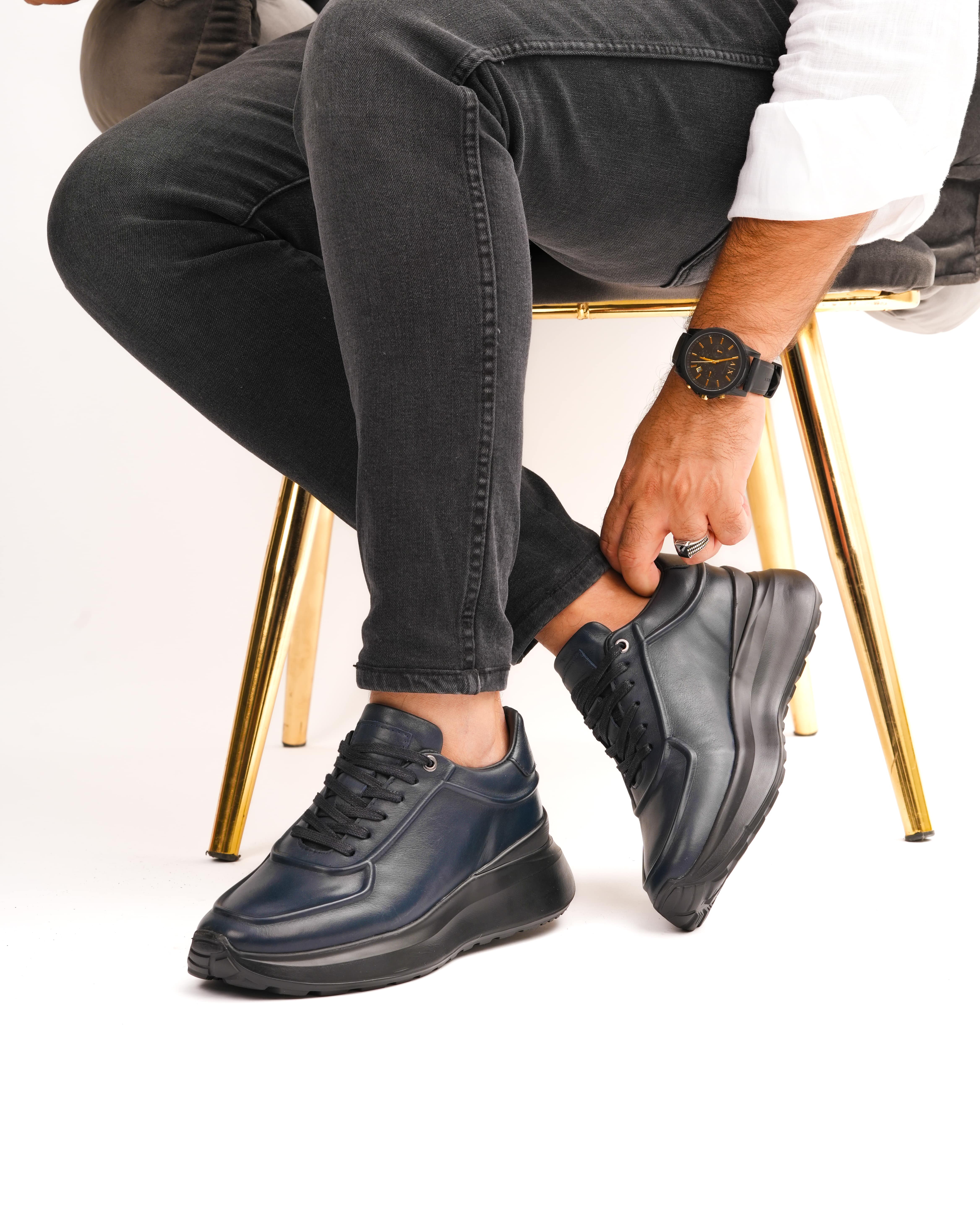 SARP HAKİKİ DERİ GÜNLÜK ERKEK SNEAKER AYAKKABI - Lacivert
