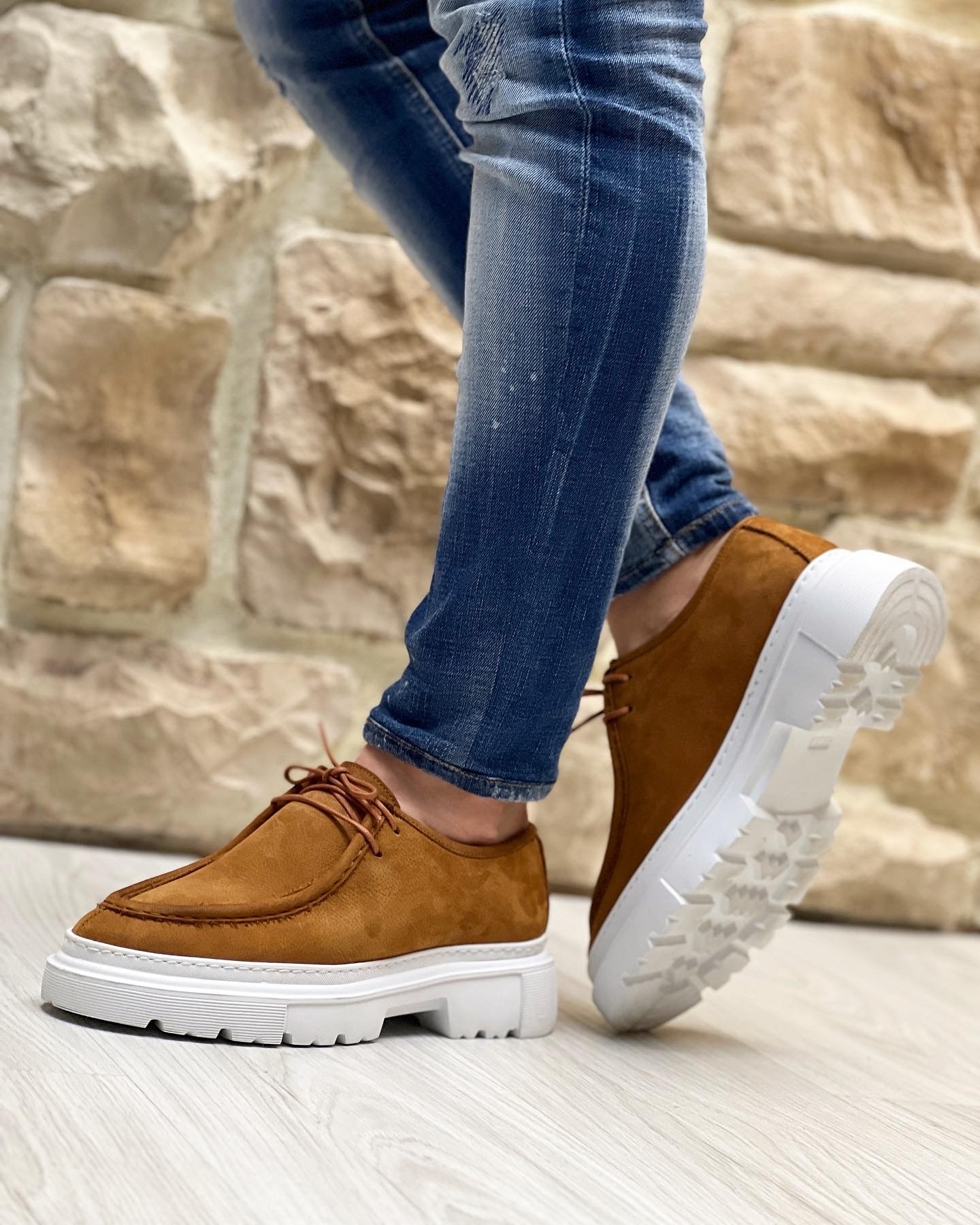 HAKİKİ DERİ EVA TABAN GÜNLÜK ERKEK CASUAL AYAKKABI - Taba