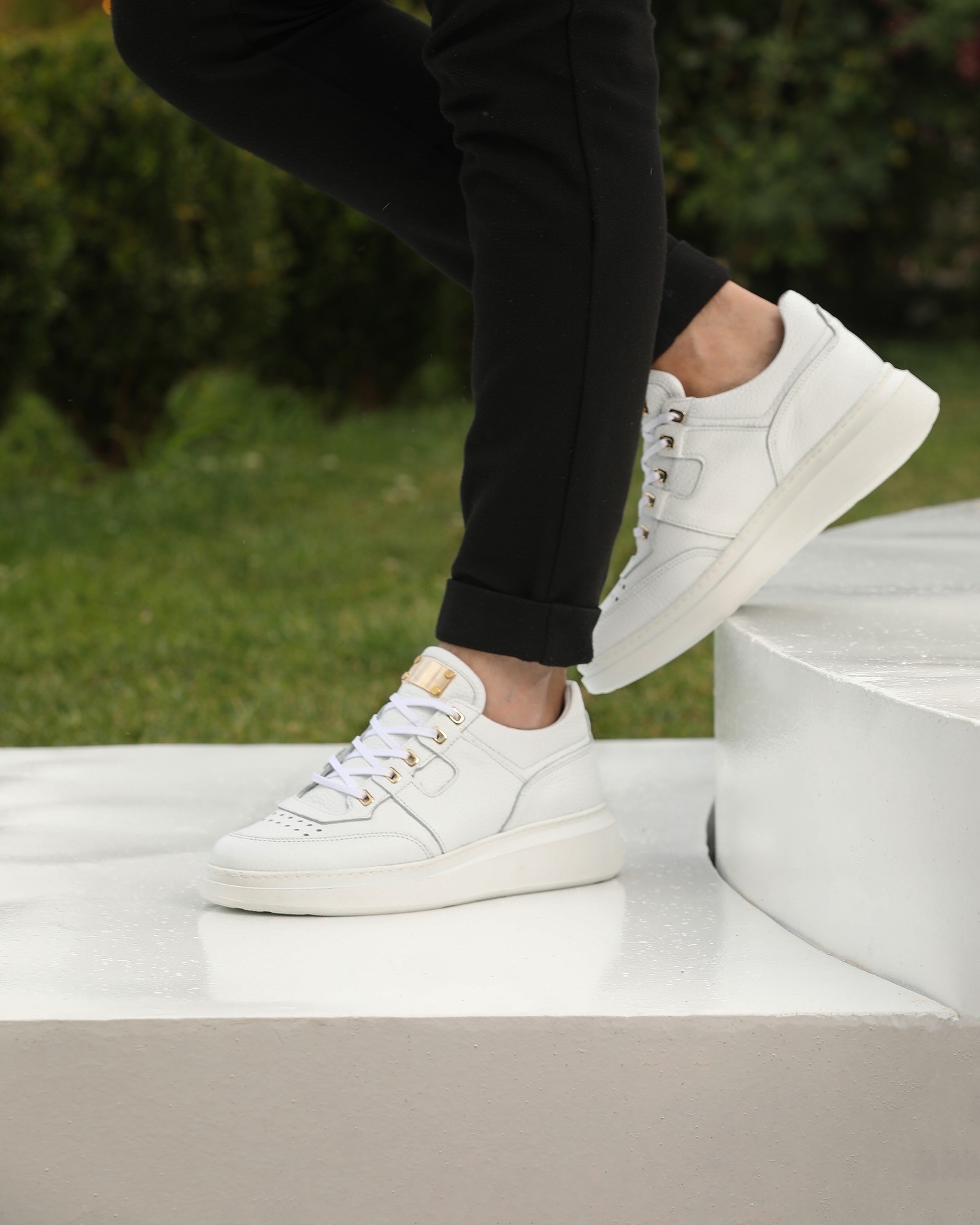 HAKİKİ DERİ EVA TABAN GÜNLÜK ERKEK SNEAKER AYAKKABI - Beyaz