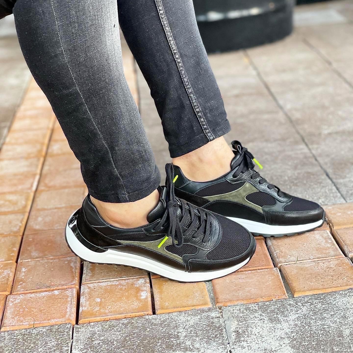 PHORUS HAKİKİ DERİ EVA TABAN GÜNLÜK SNEAKER ERKEK AYAKKABI - Siyah Garnili