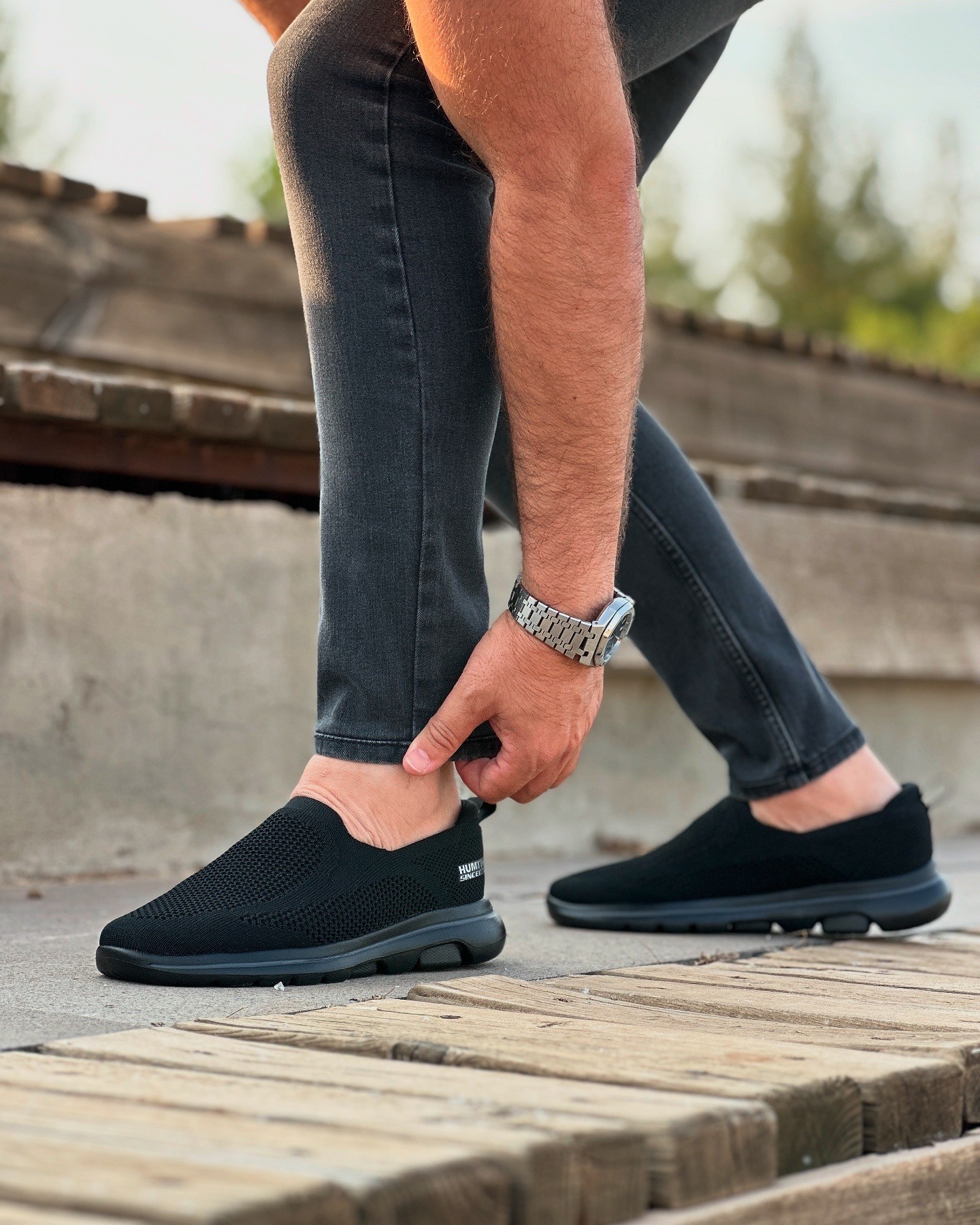 KETEN EVA TABAN GÜNLÜK ERKEK SNEAKER AYAKKABI - Siyah