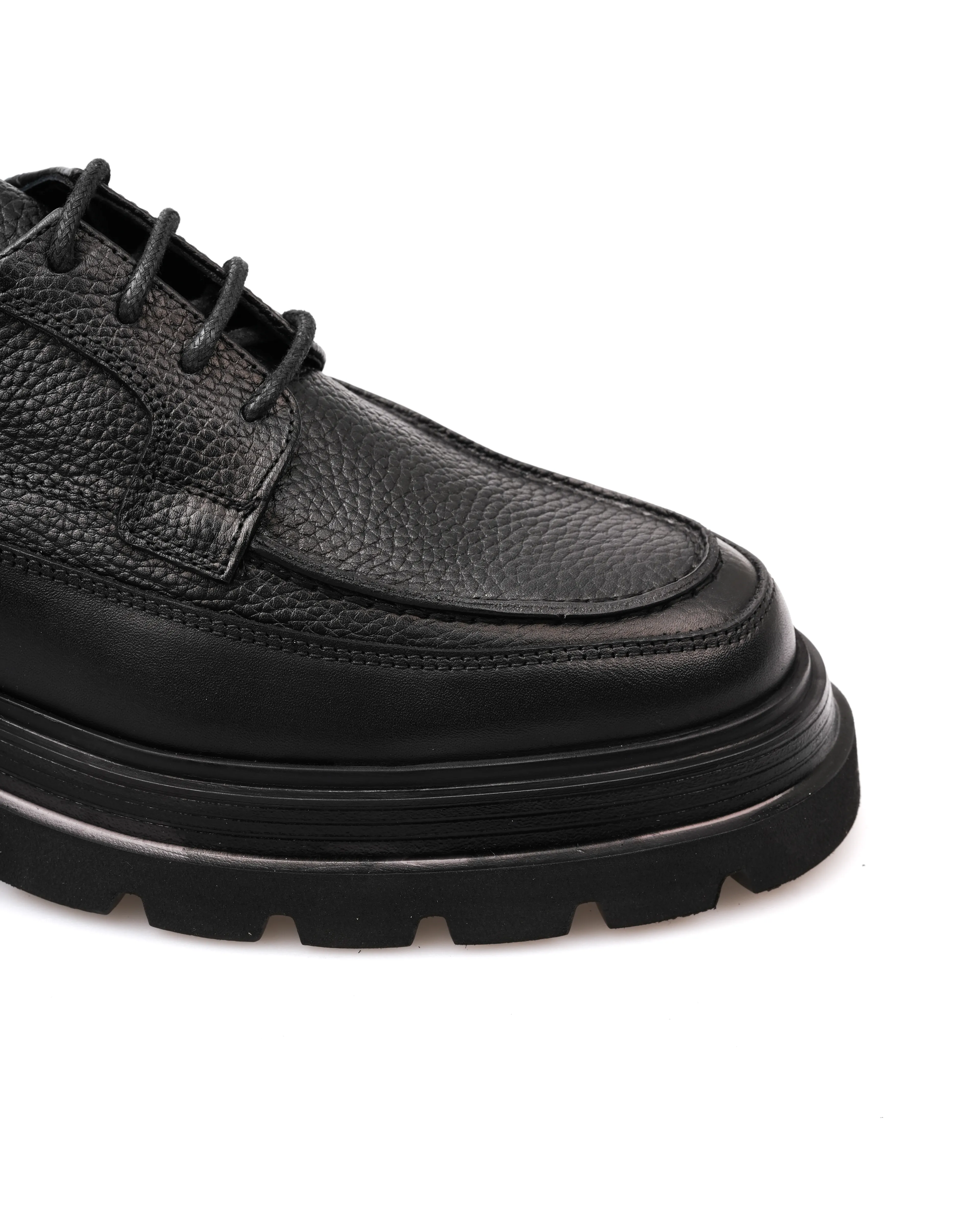 SERHEV HAKİKİ DERİ GÜNLÜK ERKEK KLASİK AYAKKABI - Siyah