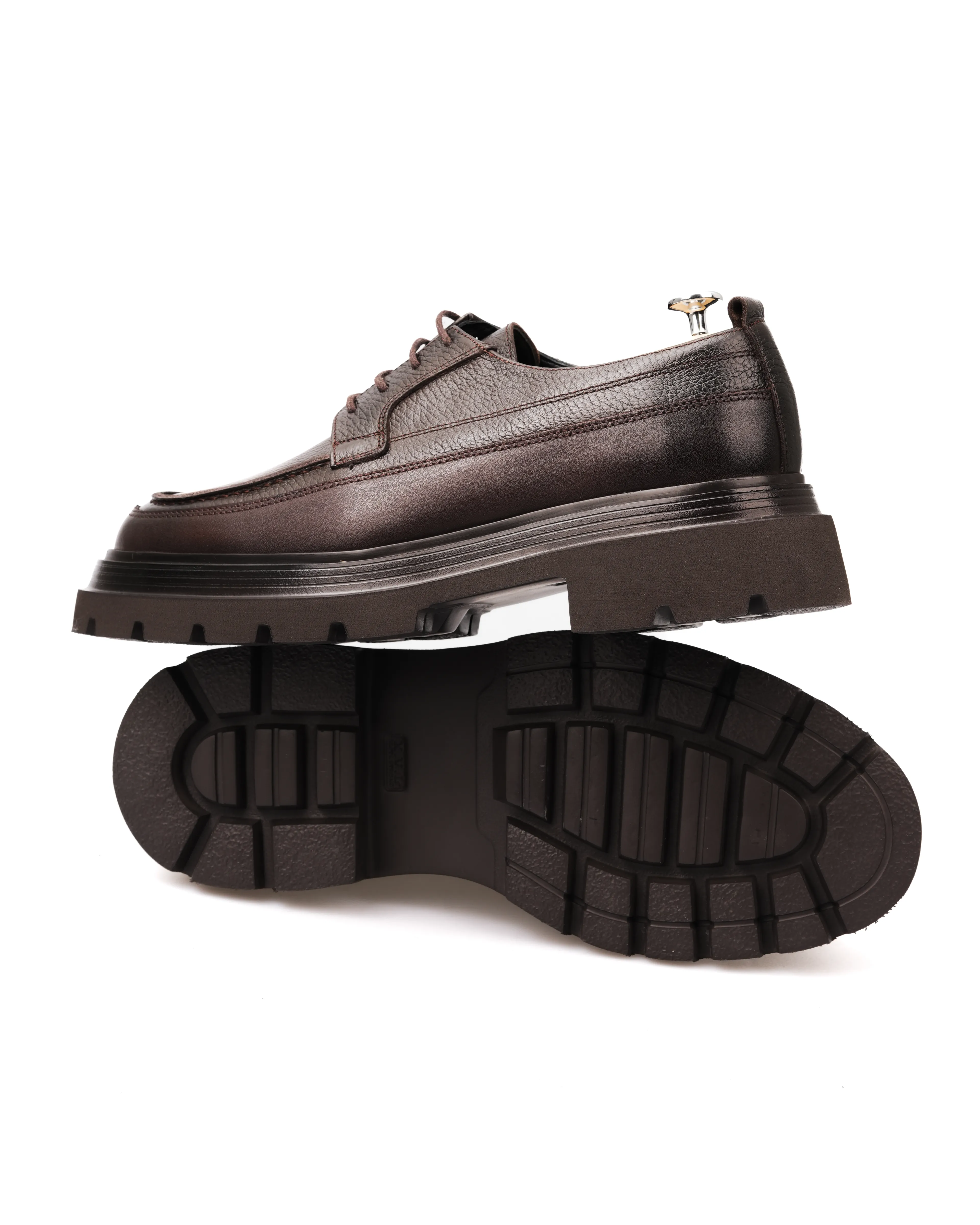 SERHEV HAKİKİ DERİ GÜNLÜK ERKEK KLASİK AYAKKABI - Kahverengi